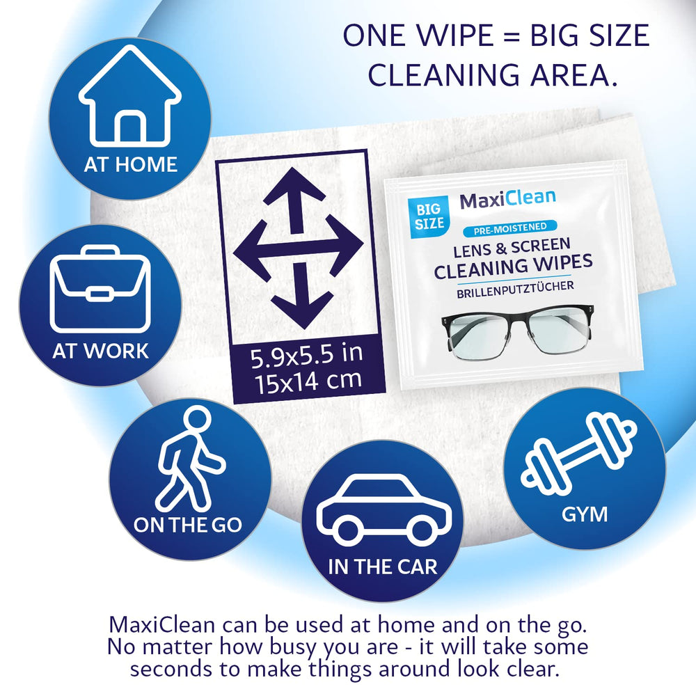 Wipes suitable for eyeglasses, computer screens, camera lenses