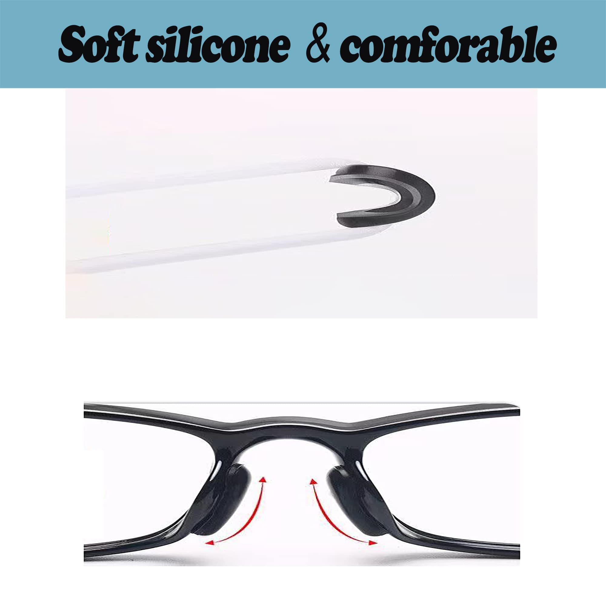 Glasses with anti-slip silicone nose pads
