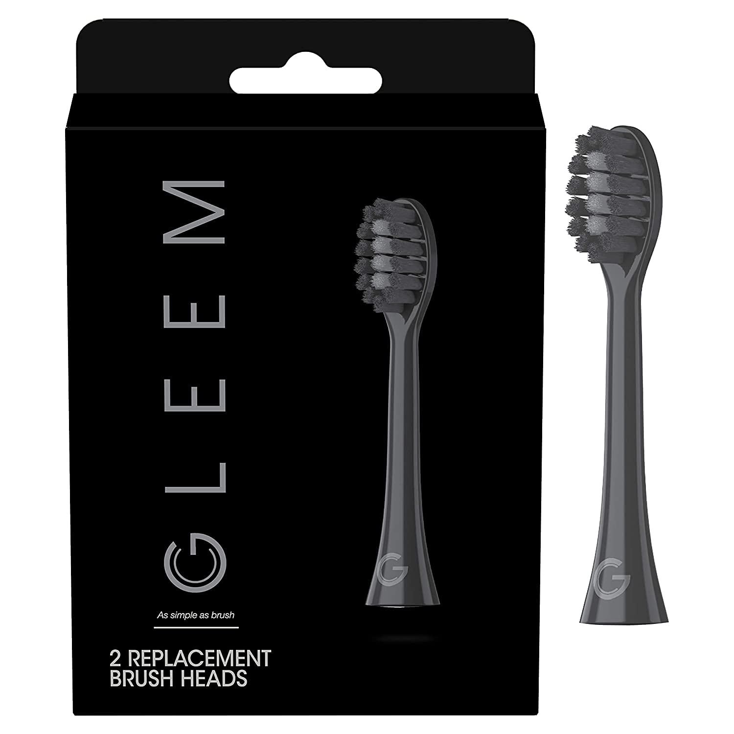 GLEEM replacement brush head black 2 count - front view