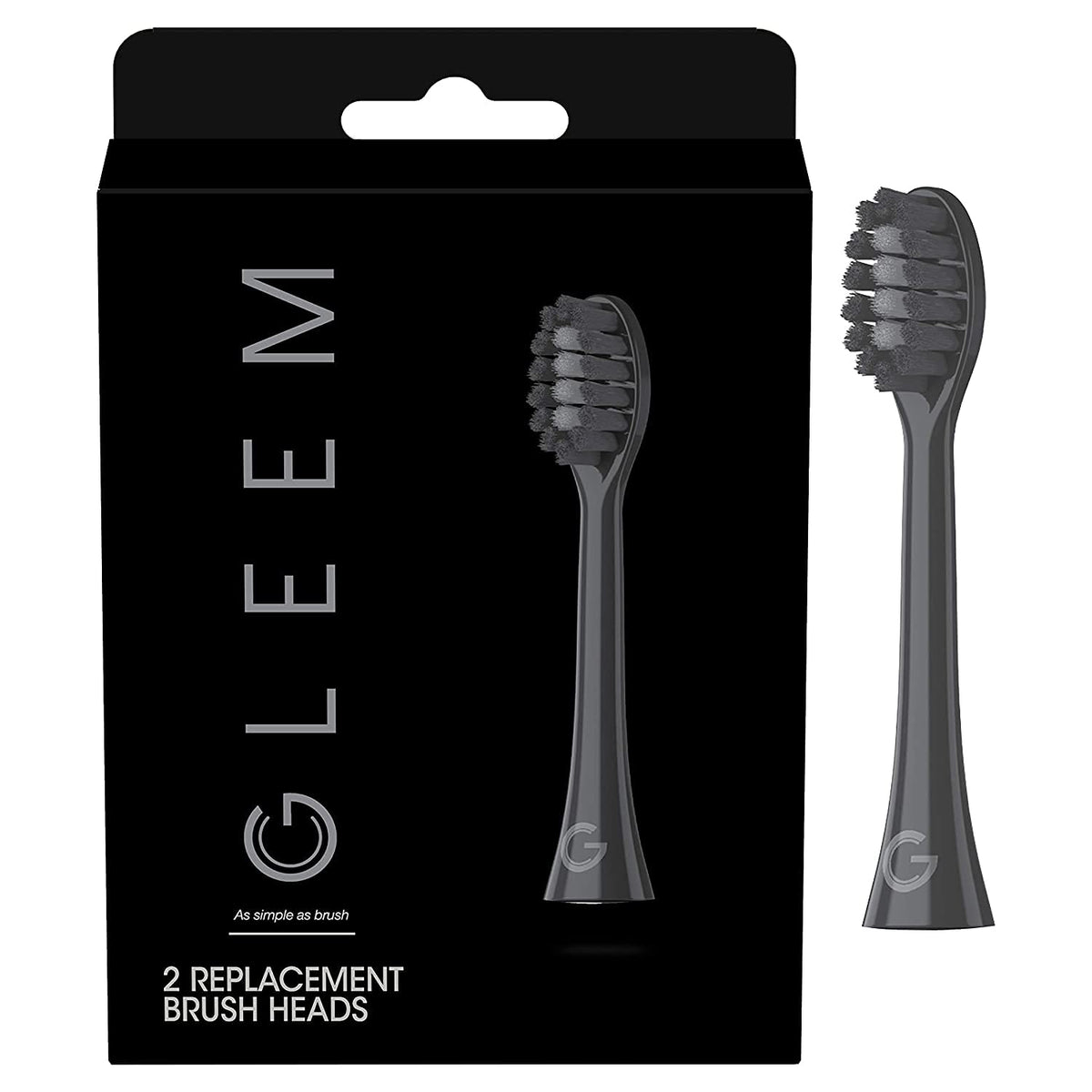 GLEEM replacement brush head black 2 count - front view