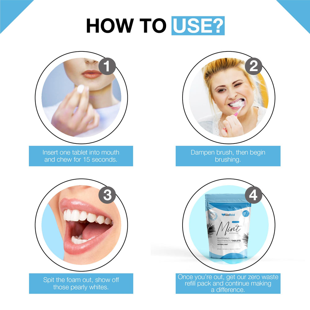 Zero-waste vegan toothpaste tablets with mint flavor