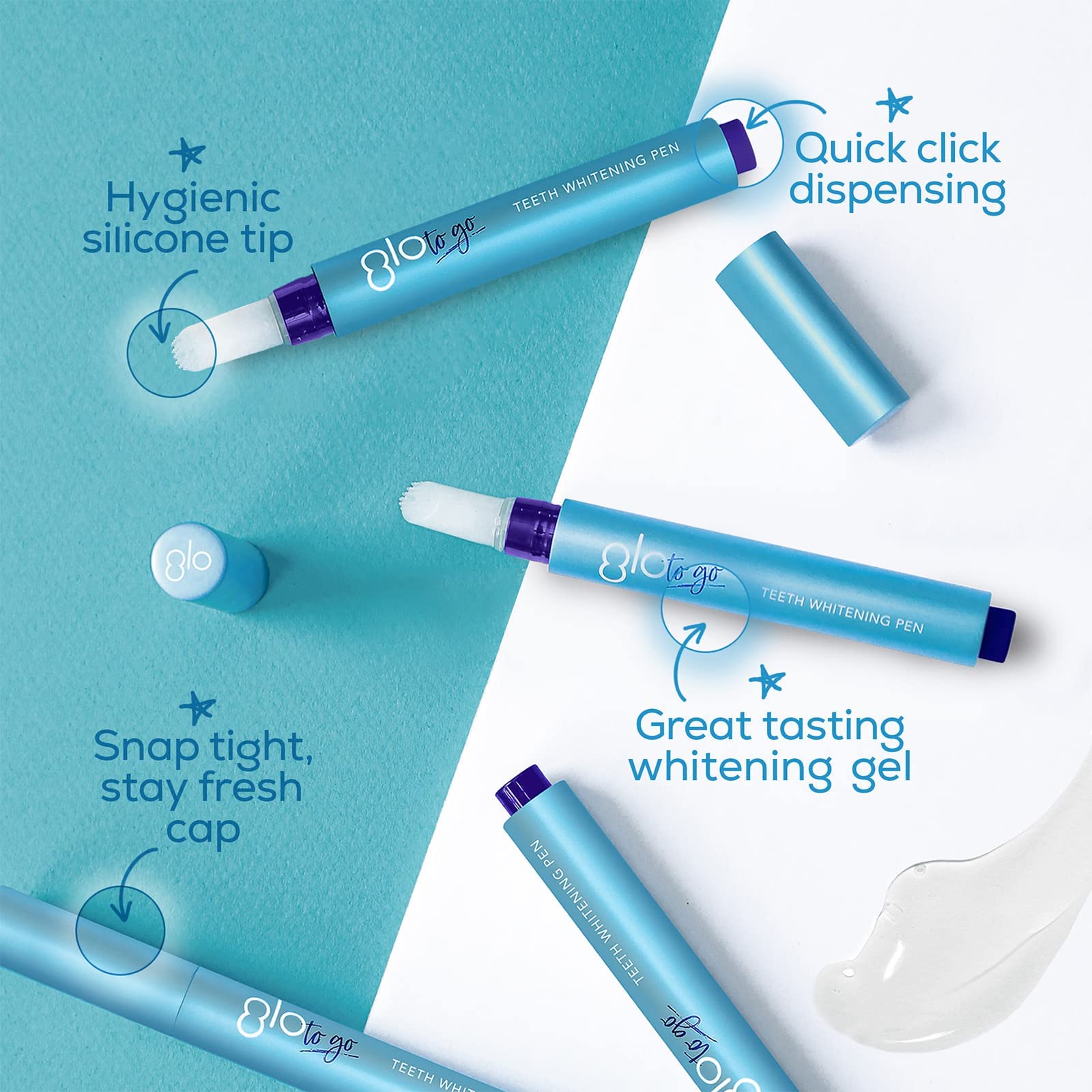 Hands holding GLO Teeth Whitening Pen during use
