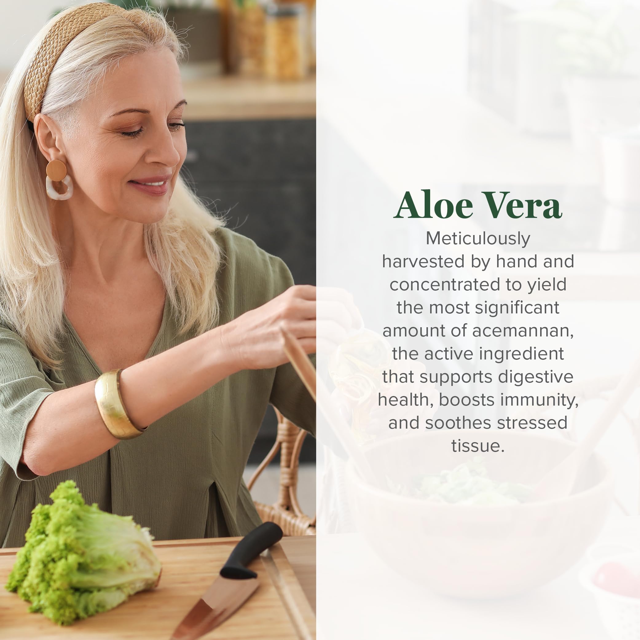 Fresh Aloe Vera leaf alongside 200x concentrate bottle