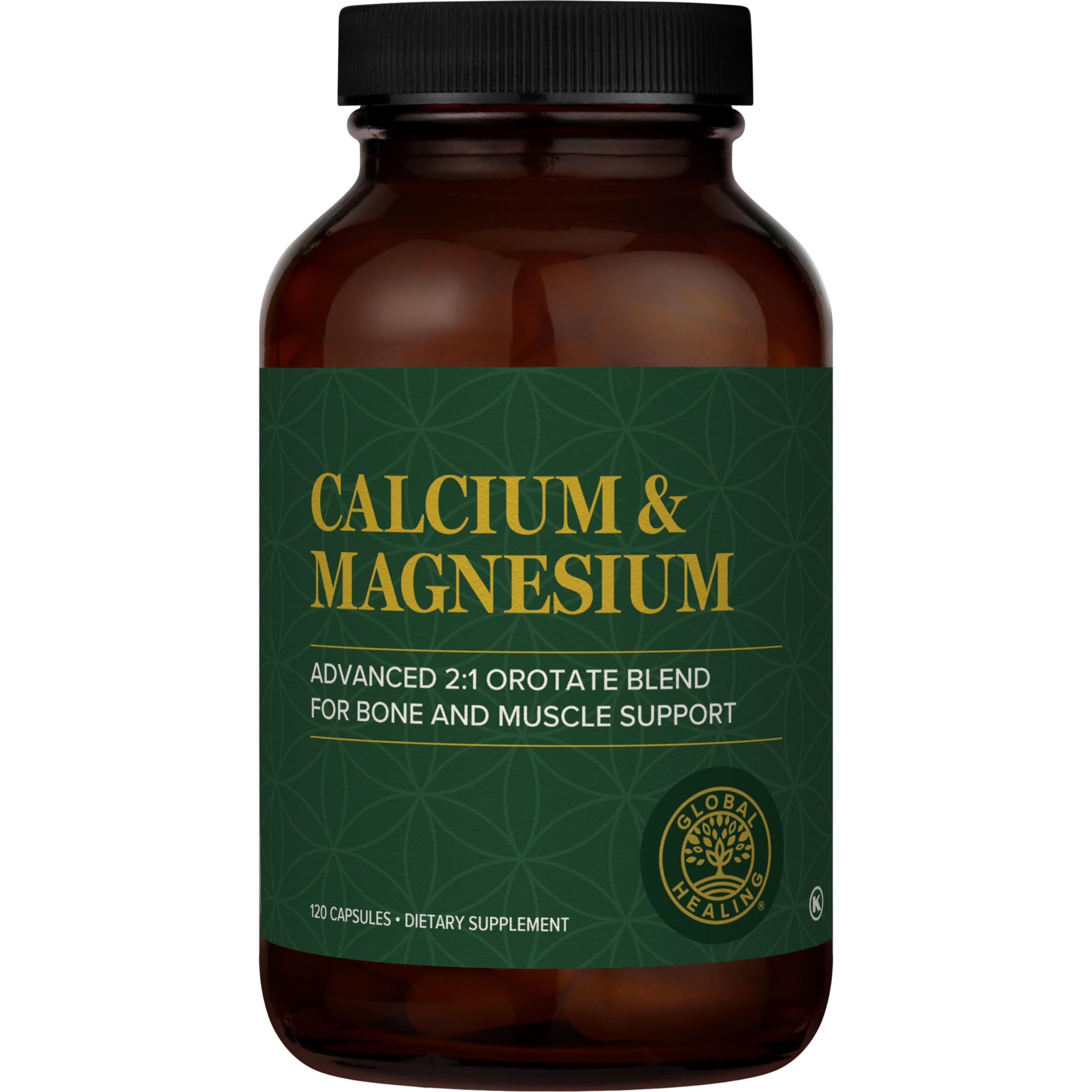 Global Healing Calcium & Magnesium Orotate bottle with 120 capsules