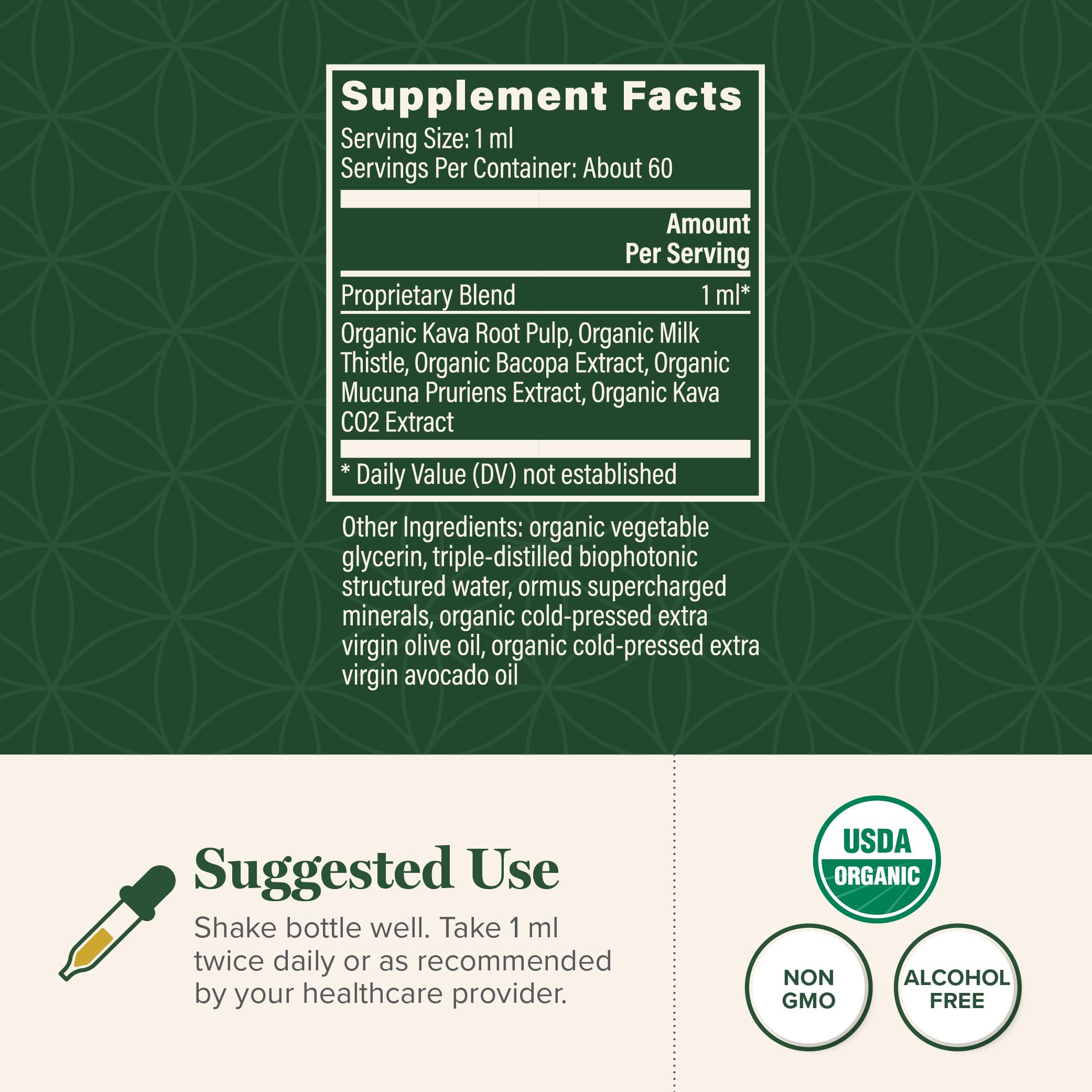 Organic Kava Calm drops with dropper
