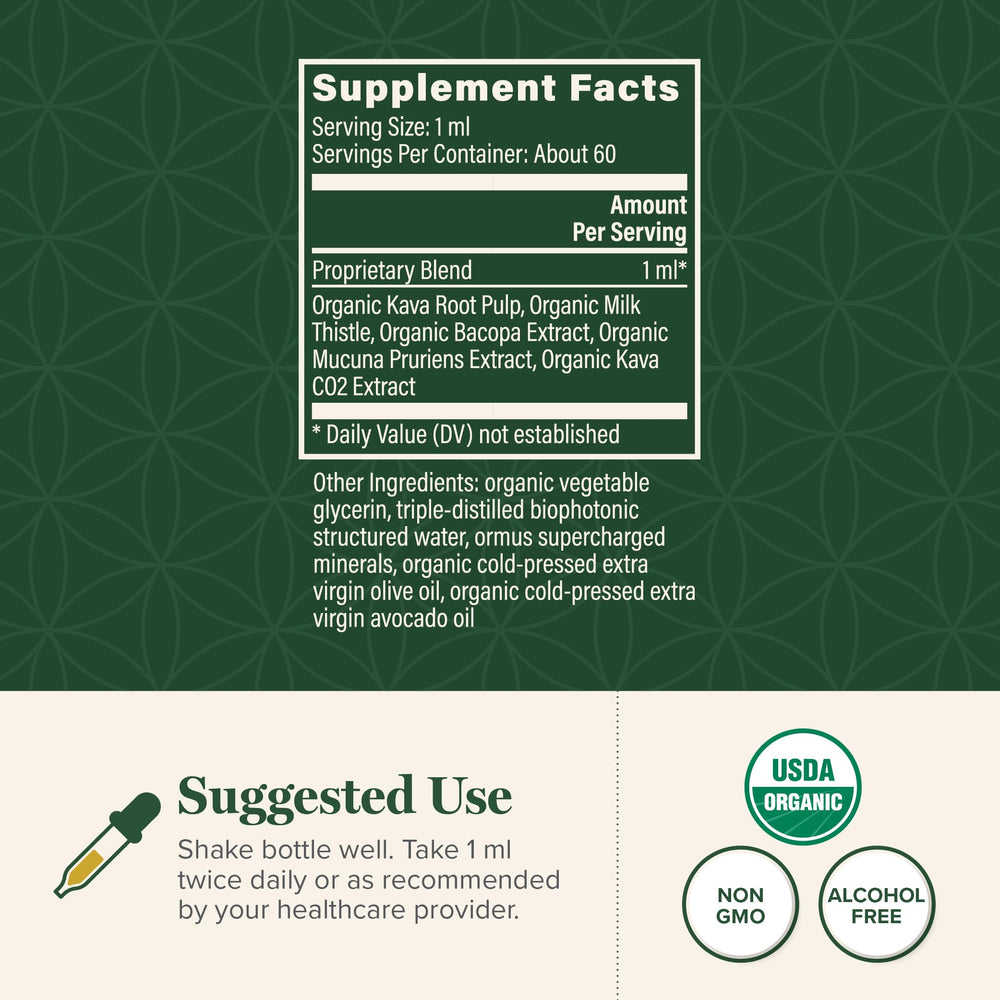 Organic Kava Calm drops with dropper