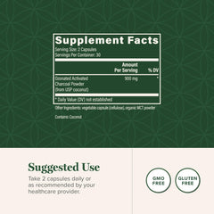 Product label for Global Healing Center Ozonated Activated Charcoal Powder