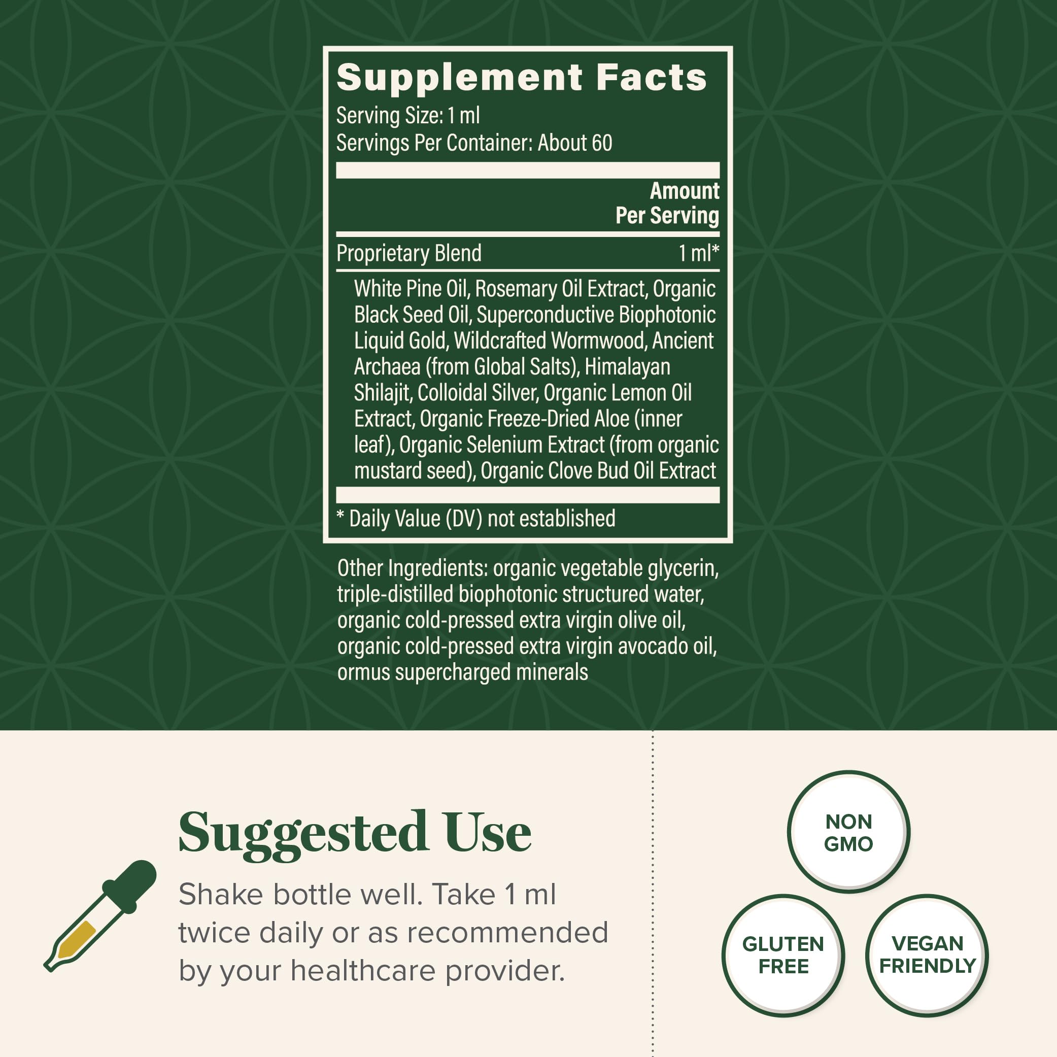 Global Healing Paratrex II dosage scoop image emphasizes precise serving options.