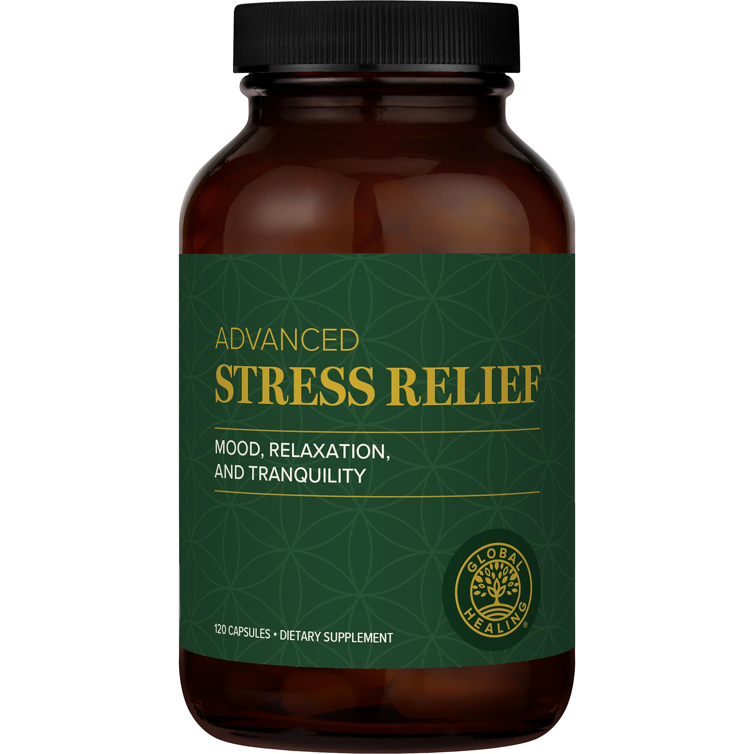 Global Healing Center Stress Relief bottle with 120 capsules