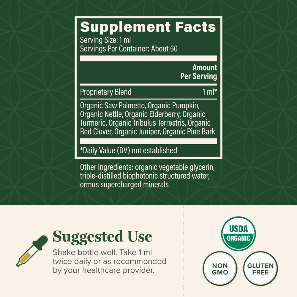 Packaging and bottle of Global Healing Organic Prostate Health