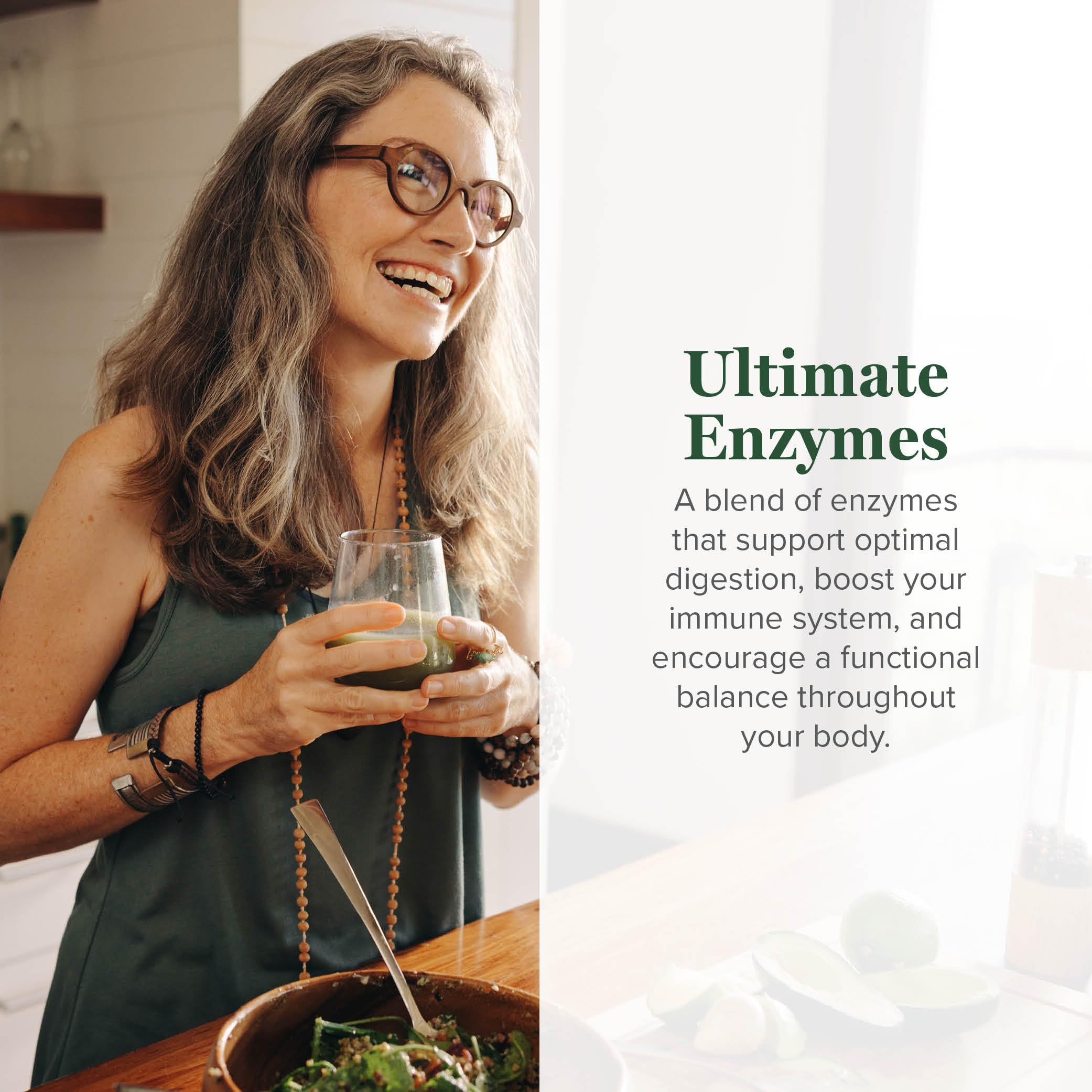 Global Healing Ultimate Enzymes bottle side view