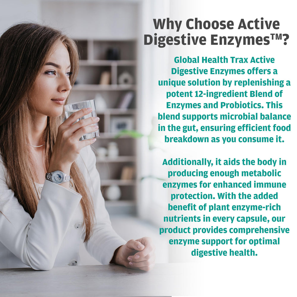 Illustration showing enzymes for dairy, protein, carbohydrate, and fat digestion