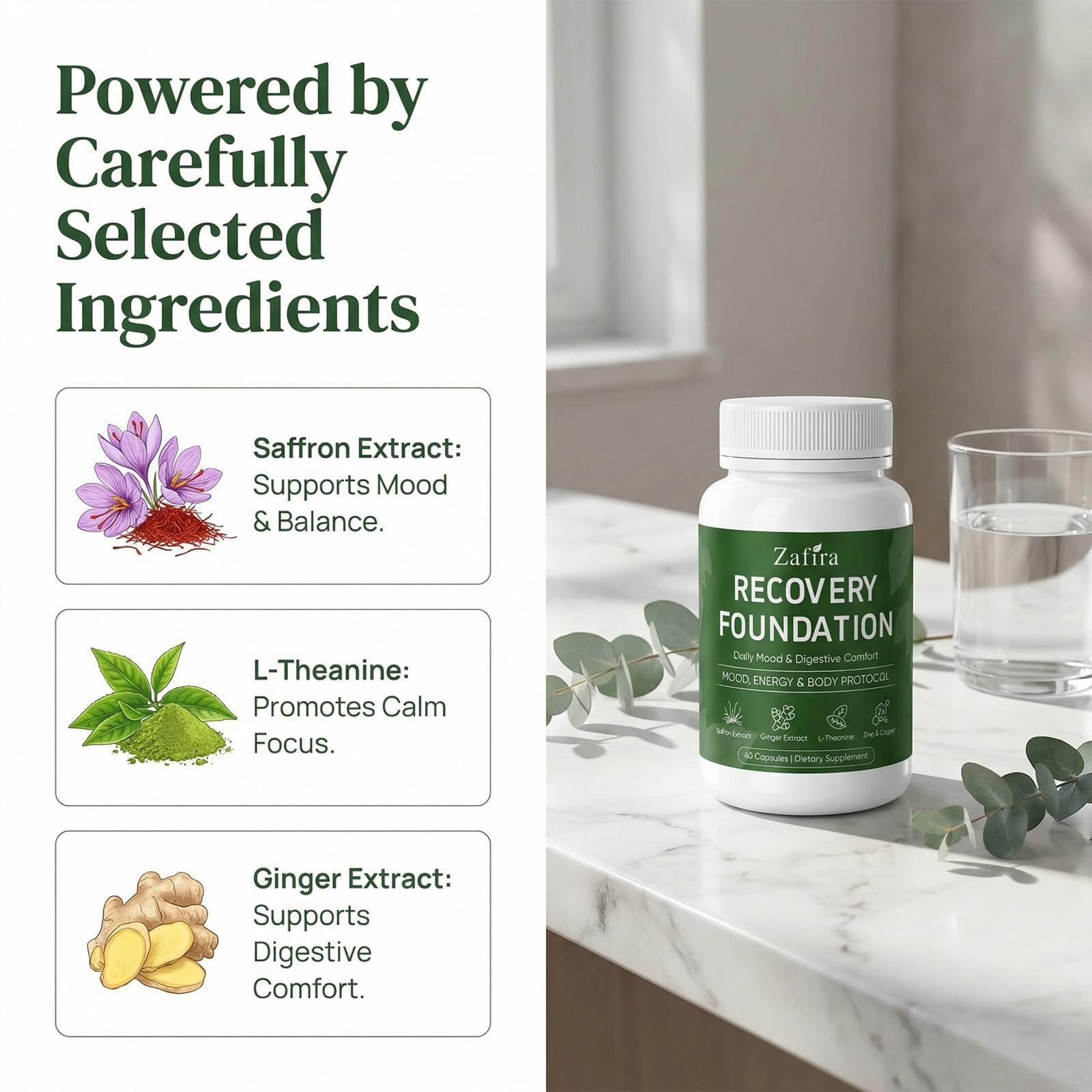 GLORAMD saffron and ginger ingredients image illustrating botanical support