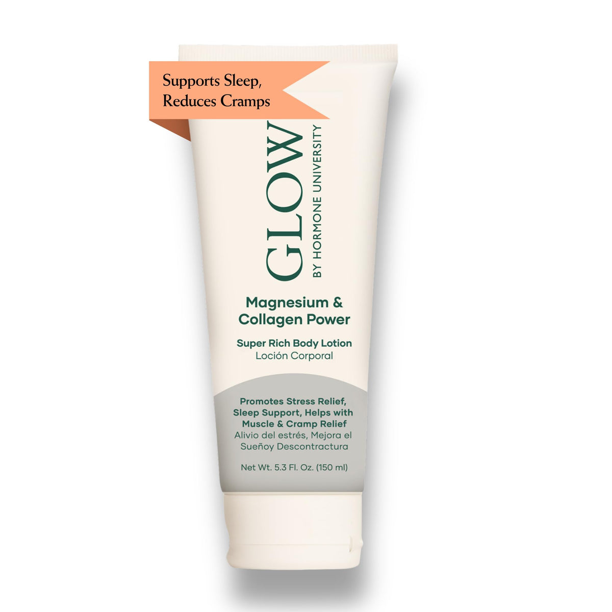 Product image: Glow by Hormone University Magnesium Lotion with Collagen bottle for bedtime use