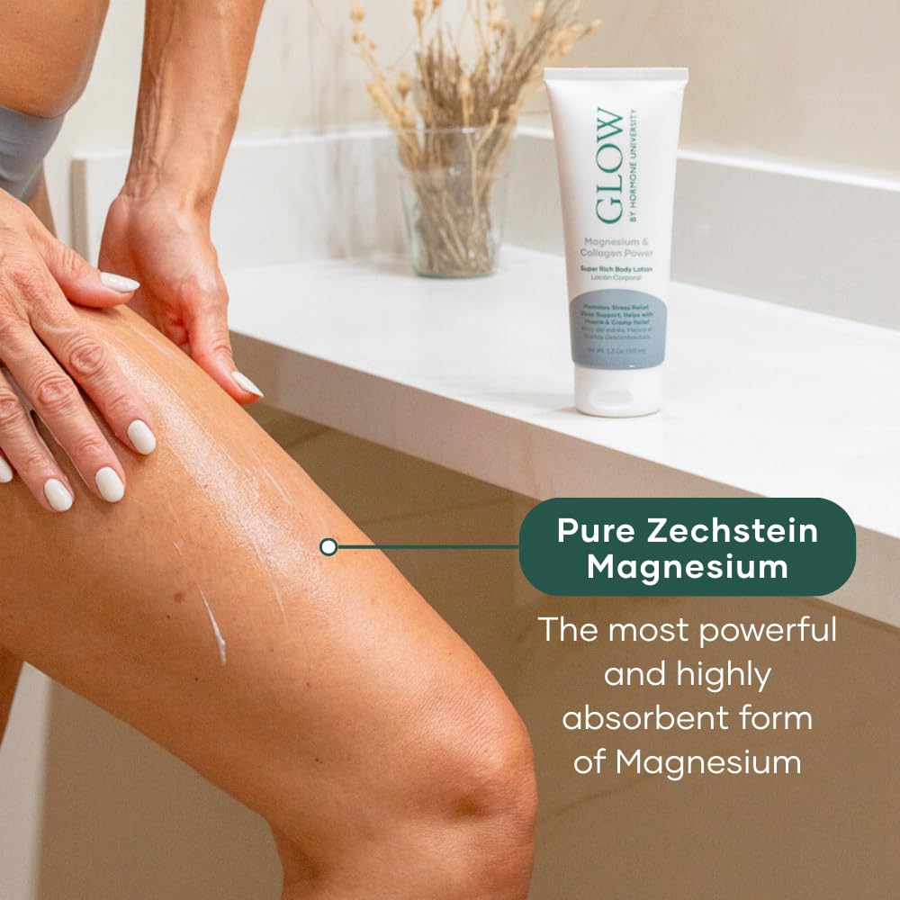 Packaging box and tube for Glow by Hormone University Magnesium Lotion with Collagen