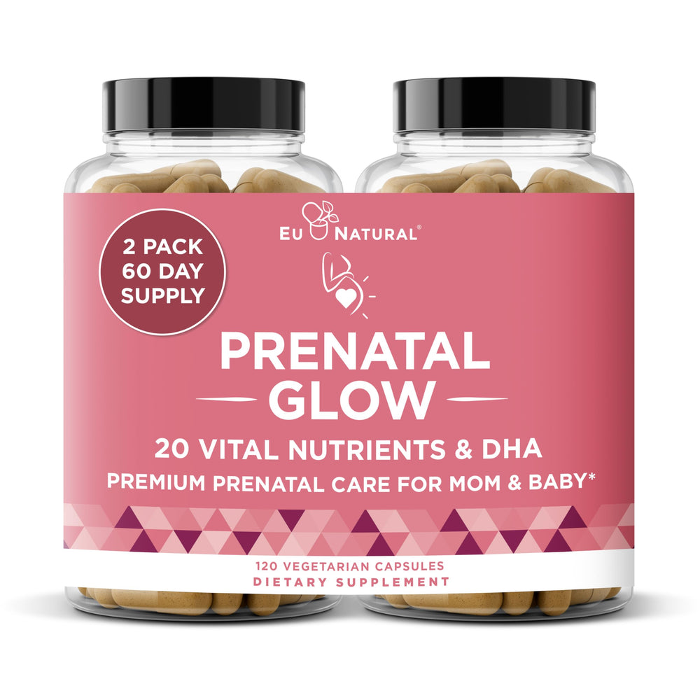 Bottle of Glow Prenatal Vitamins with 120 capsules