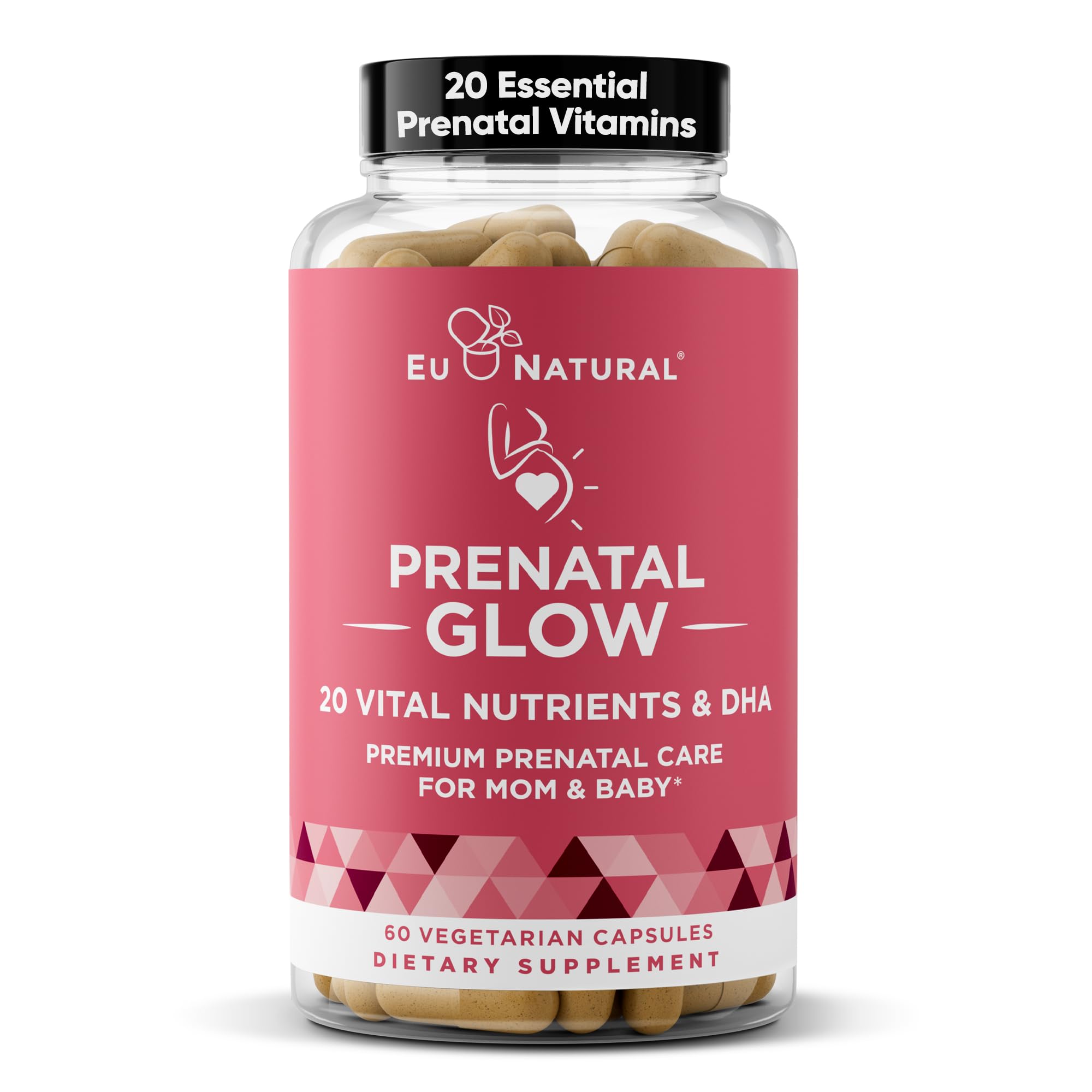 Glow Prenatal Vitamins bottle with 60 capsules