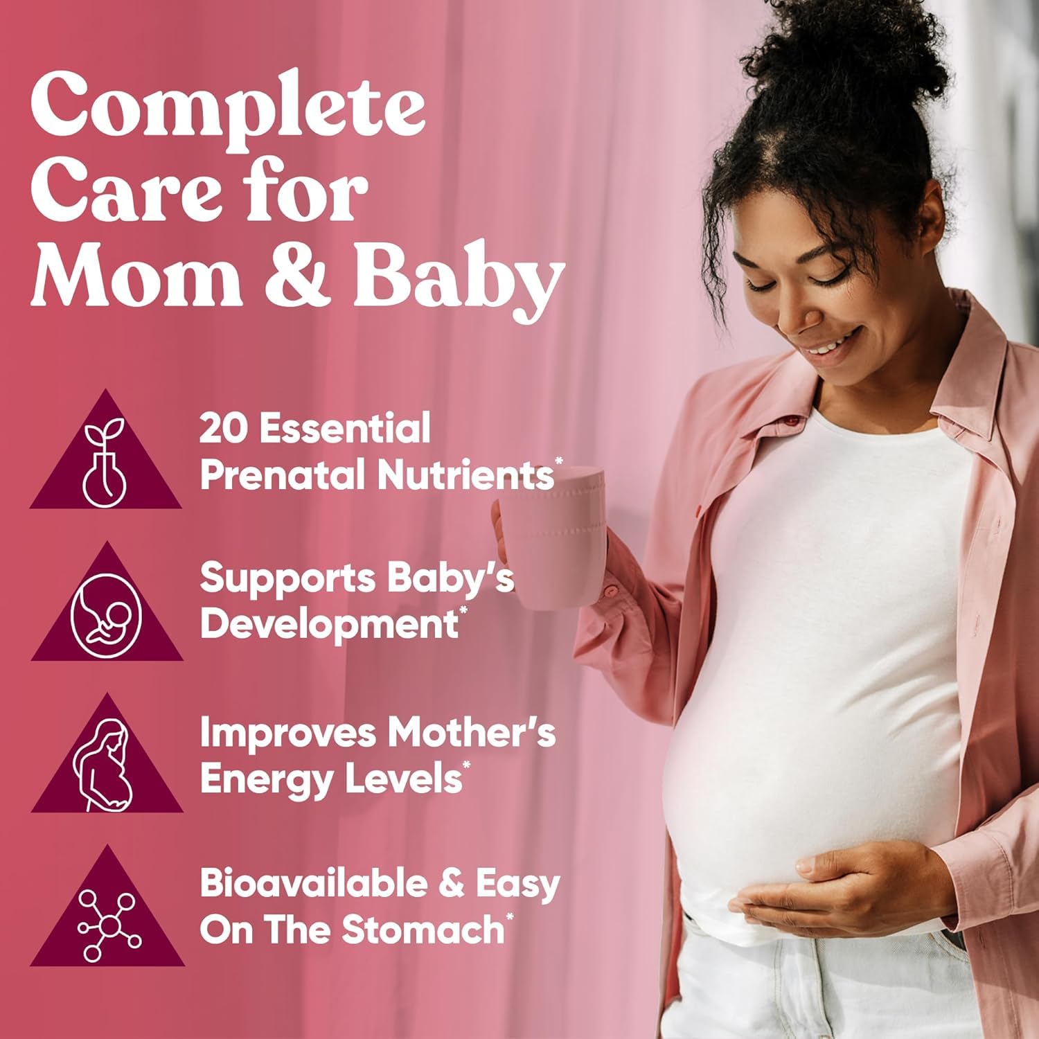 Close-up of Glow Prenatal Vitamins bottle label