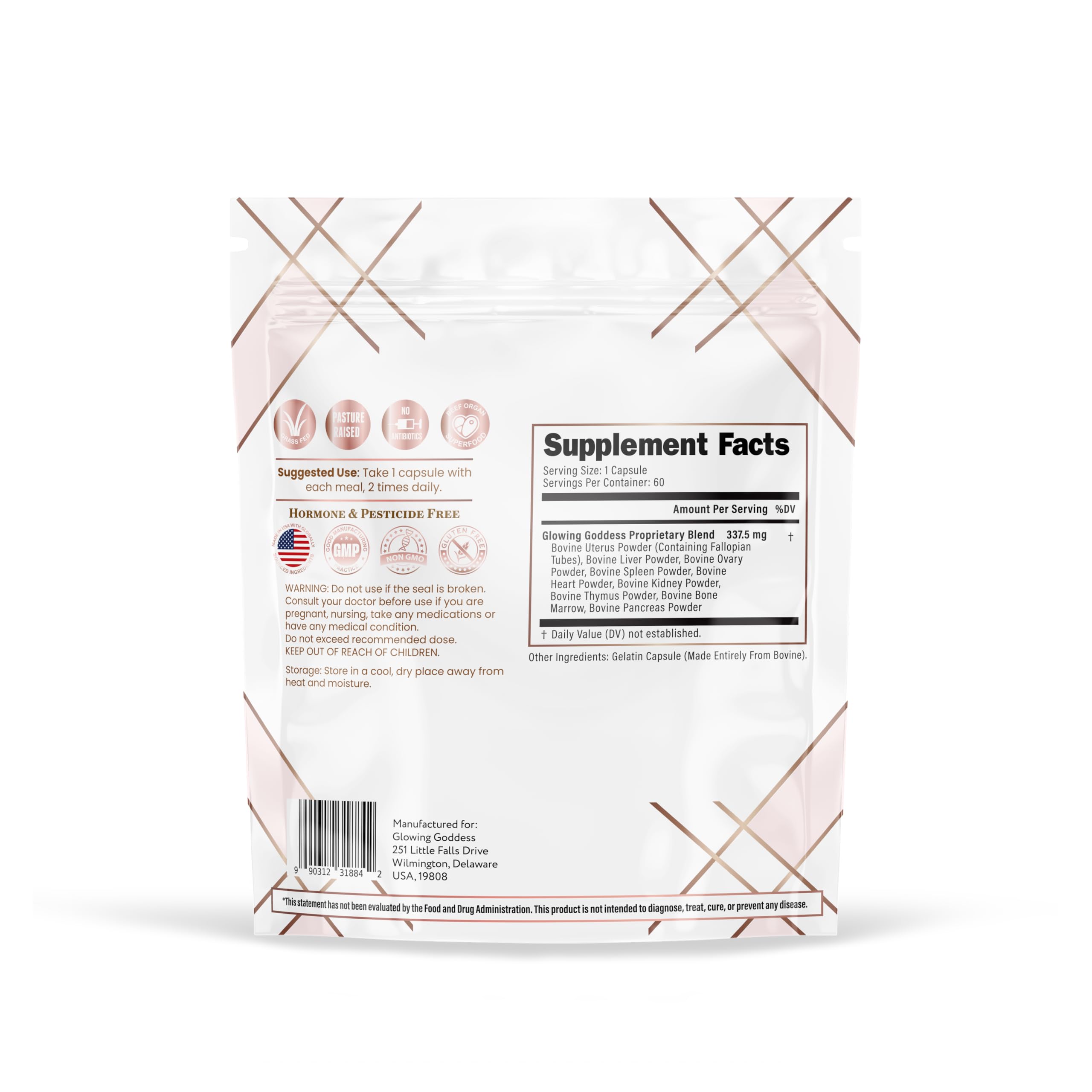 Glowing Goddess Beef Organ Supplement packaging