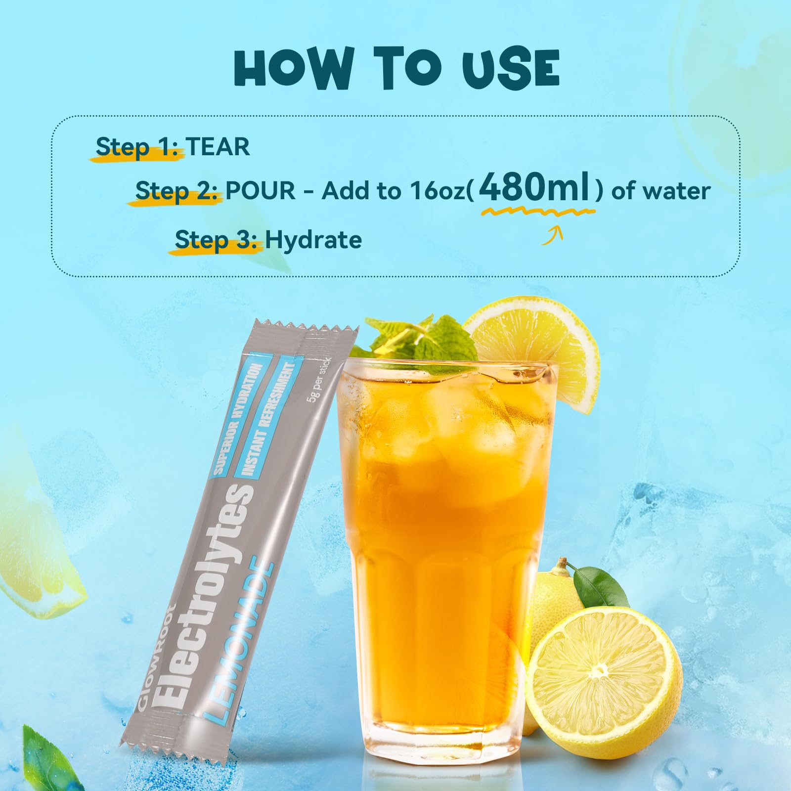 On-the-go hydration: stickpack dissolving in water bottle