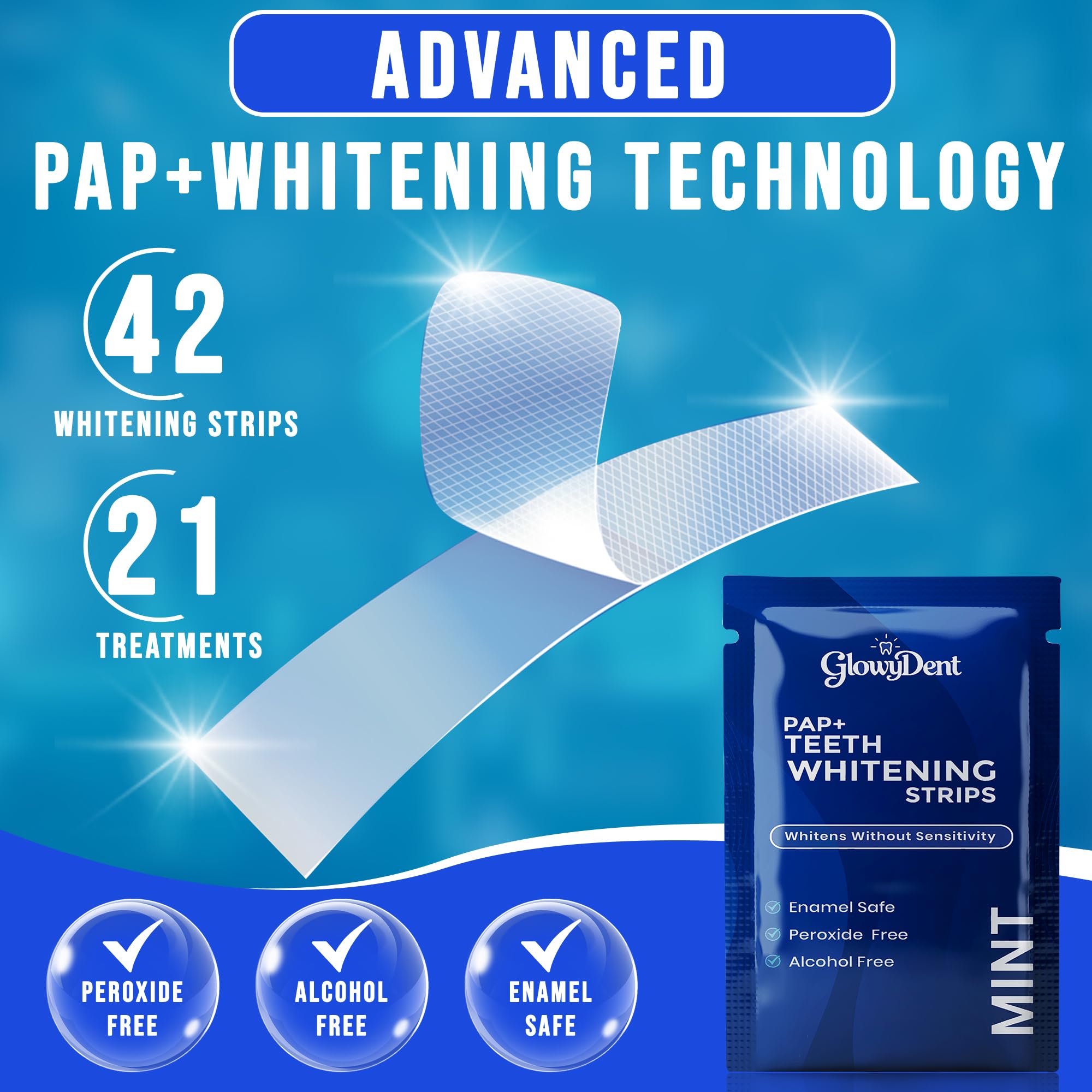 PAP+ enamel-safe whitening technology badge