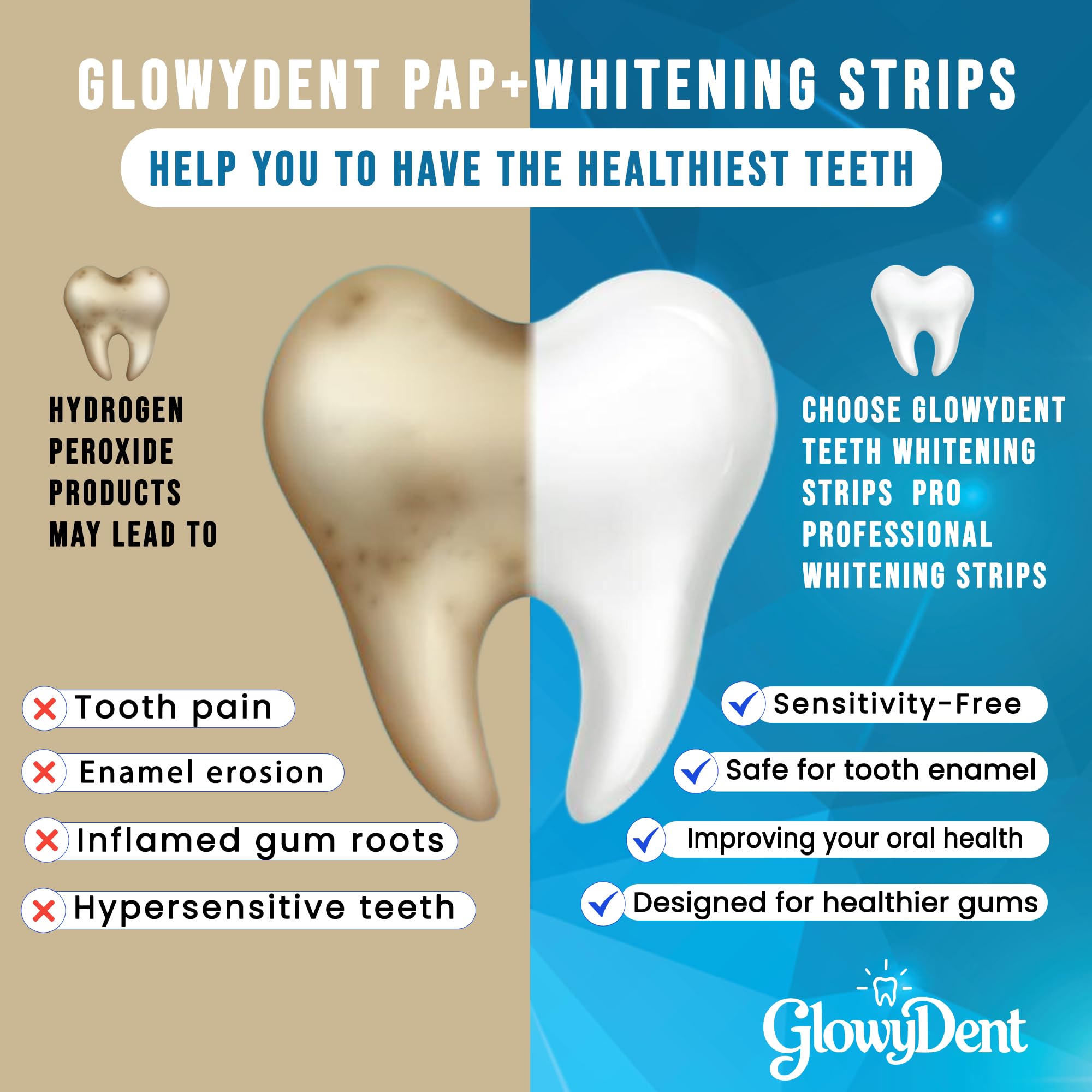 No-slip strip design highlighted on whitening strip