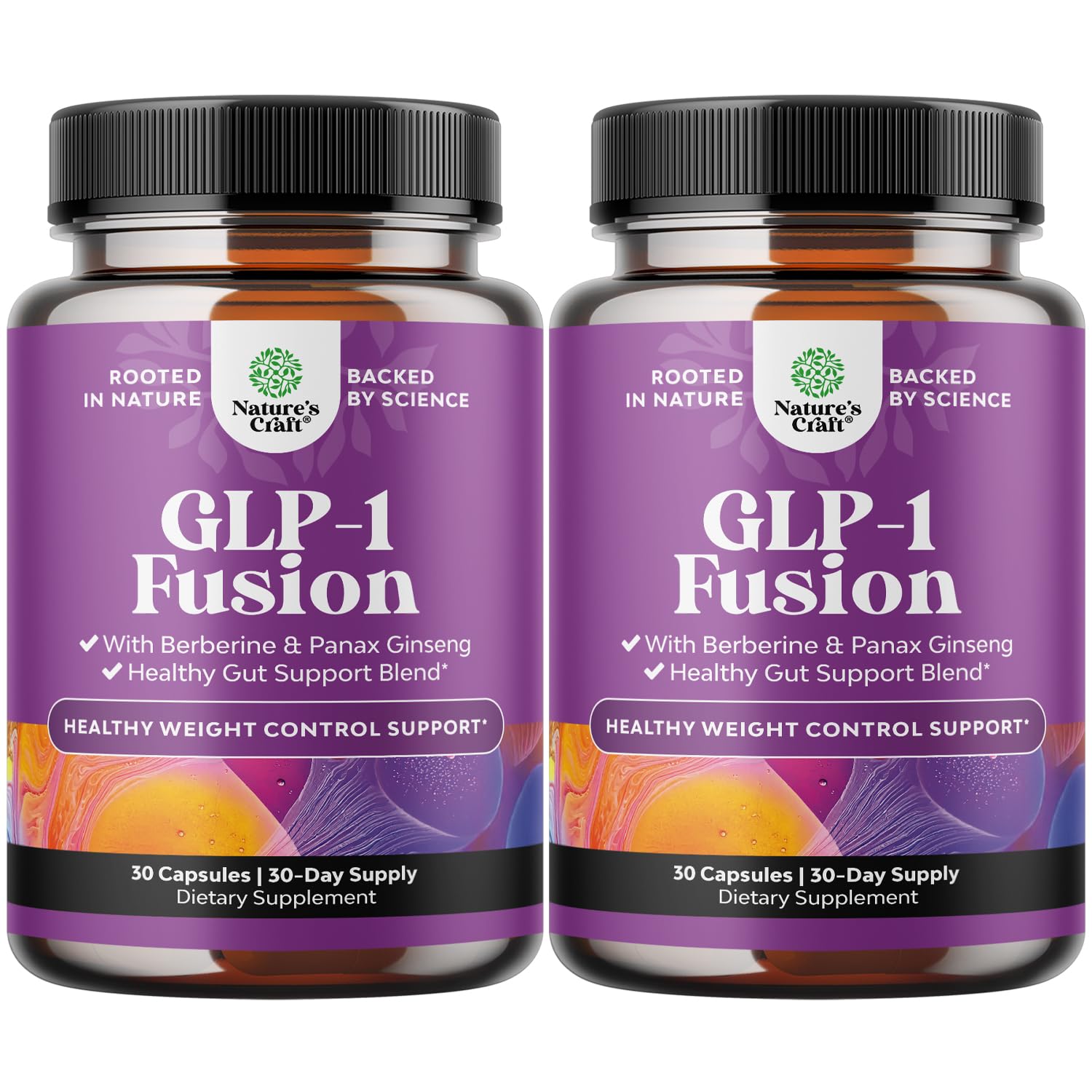 GLP-1 Berberine supplement bottle with label