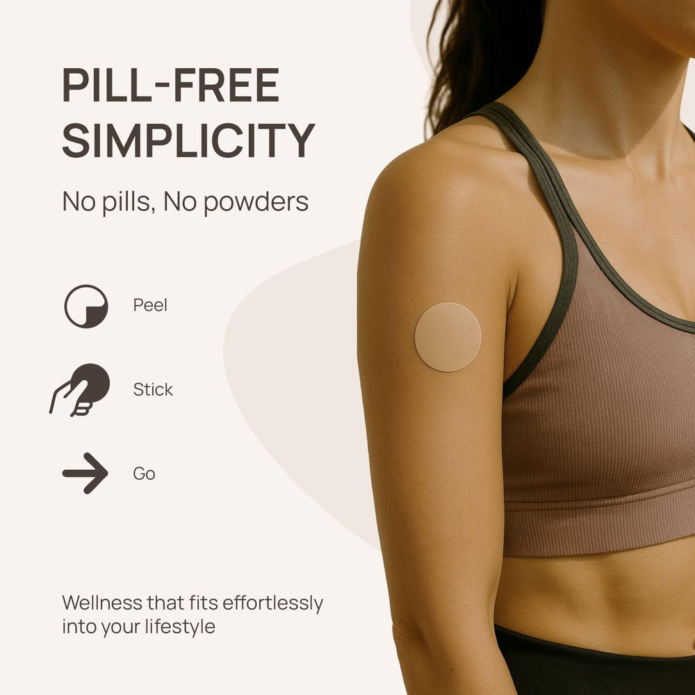 Close-up of GLP-1 patch adhesive on skin