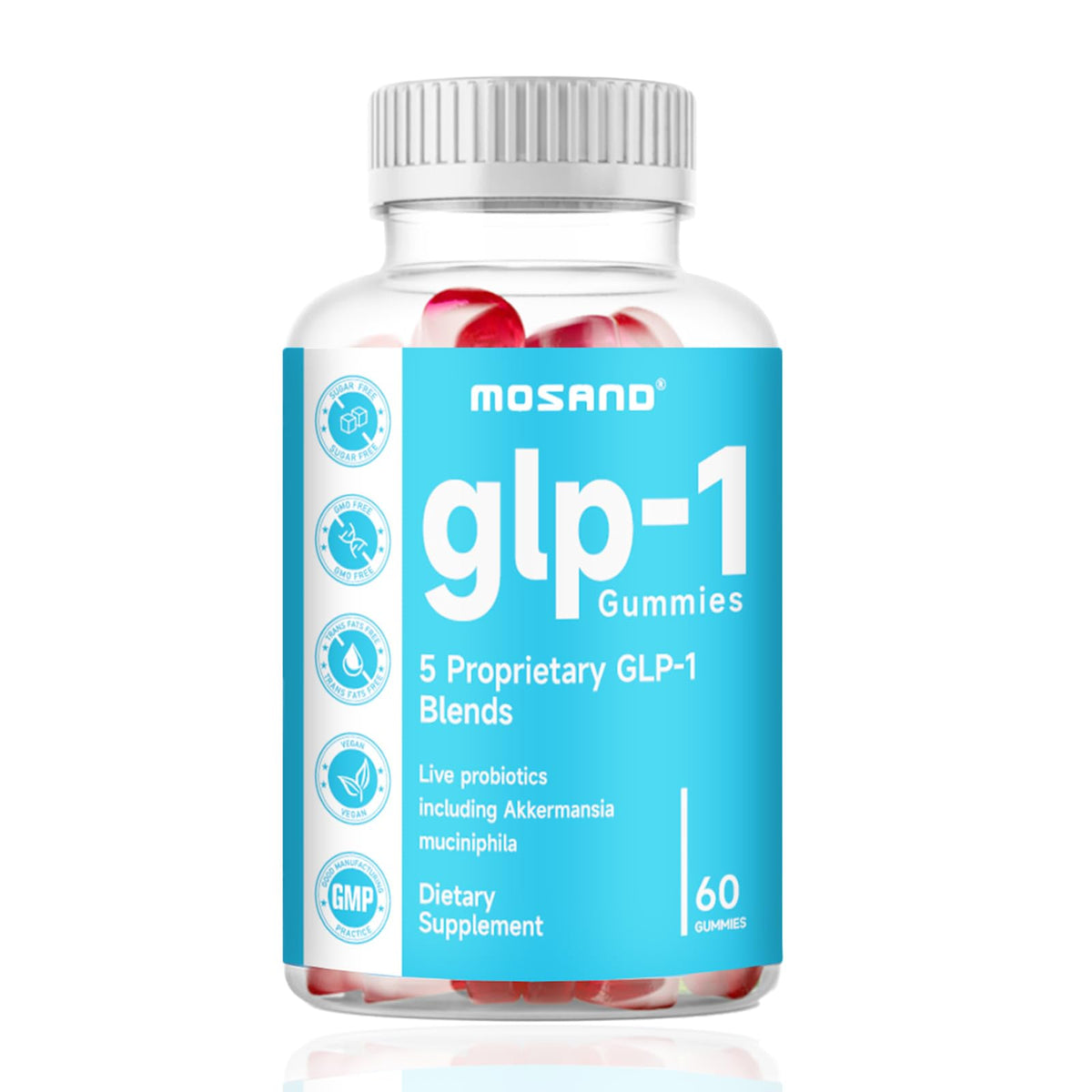 Front view of GLP-1 Probiotic Gummies bottle