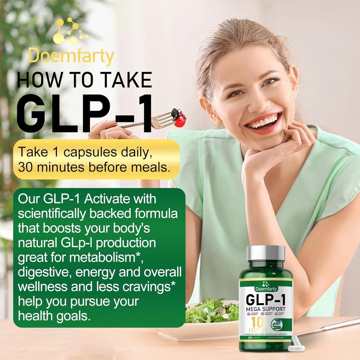 Close-up of GLP-1 Probiotic label