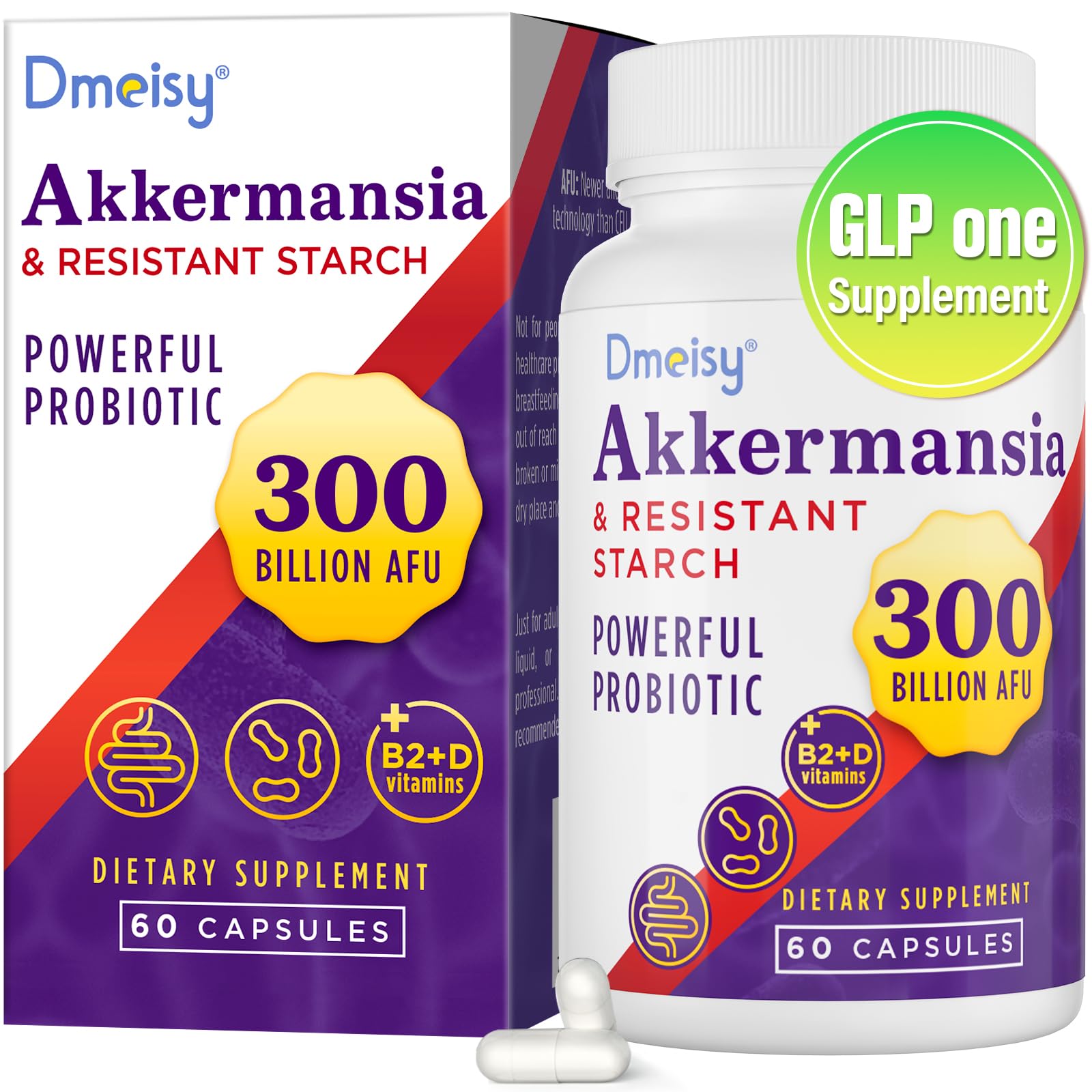 GLP ONE Akkermansia Muciniphila probiotic bottle with 300B AFU label
