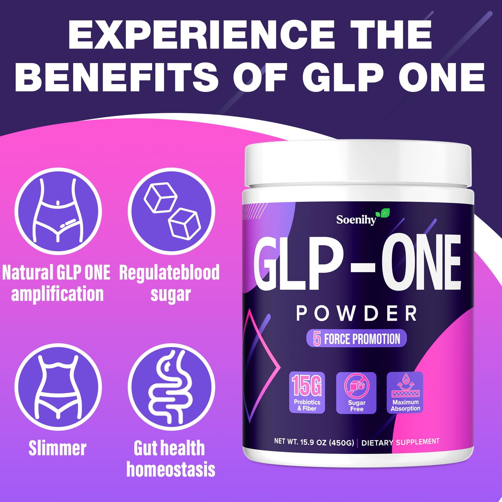 Packaging showing ingredients and GLP ONE branding