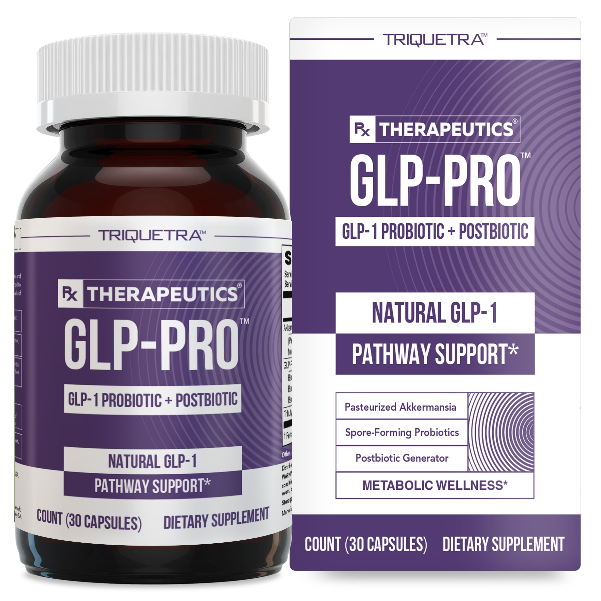 GLP-Pro bottle label showing probiotic and postbiotic blend