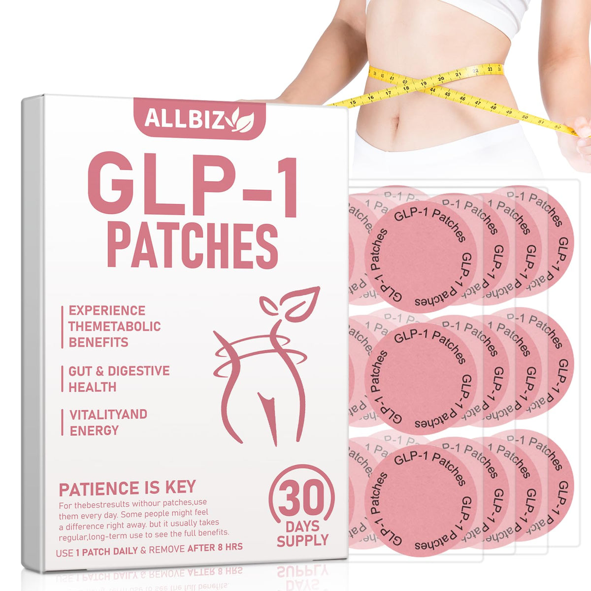 GLP-1 Patches product front packaging and label