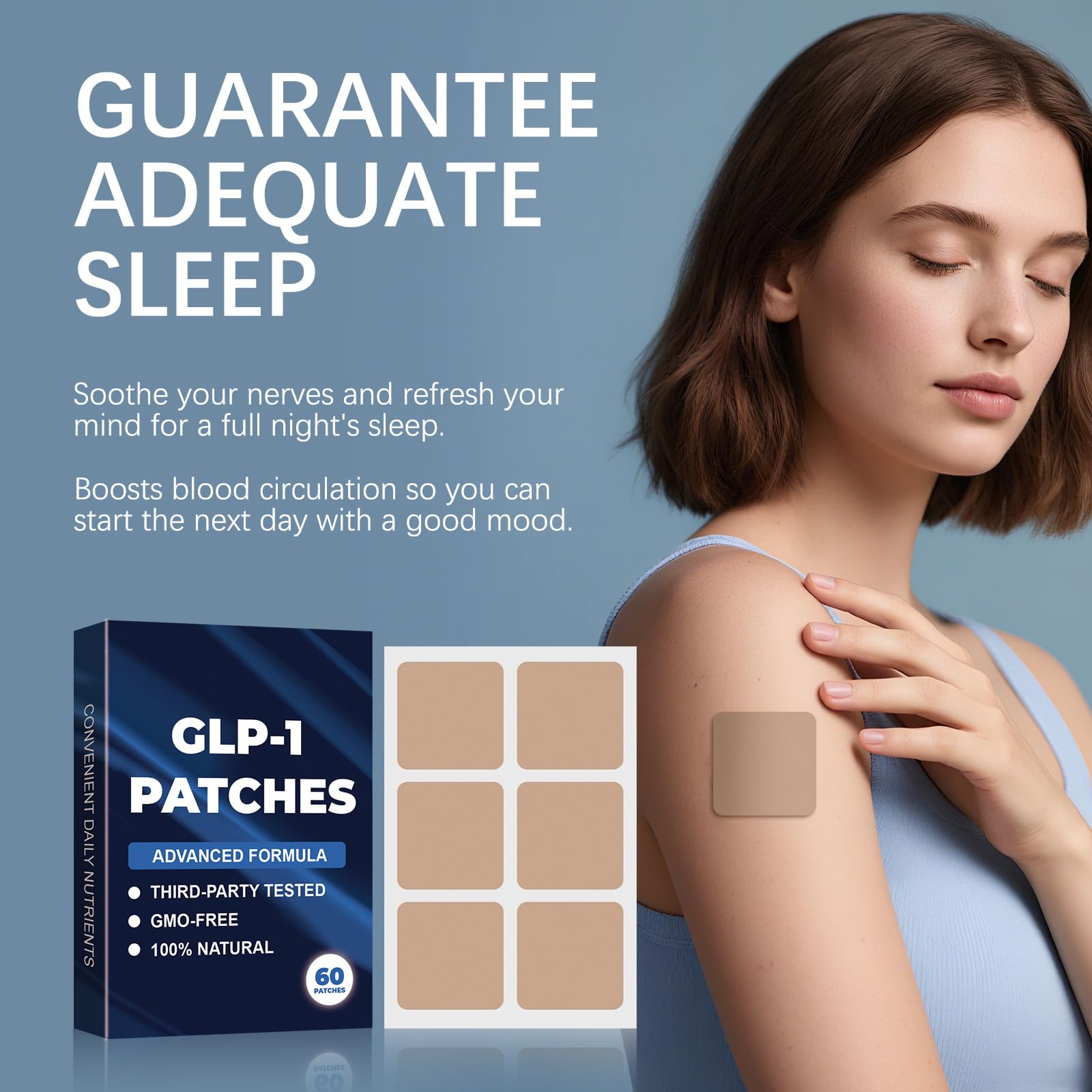 Close-up of GLP-1 patch showing natural ingredients