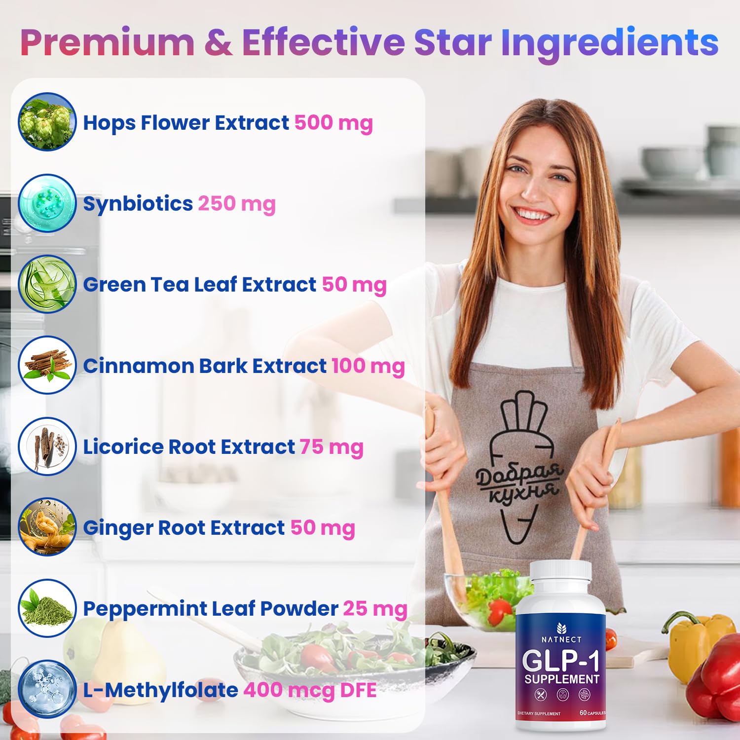 Person taking GLP-1 supplement before a meal