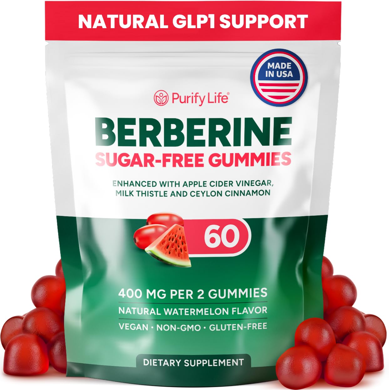 GLP1 weight loss gummies with berberine, cinnamon, and milk thistle