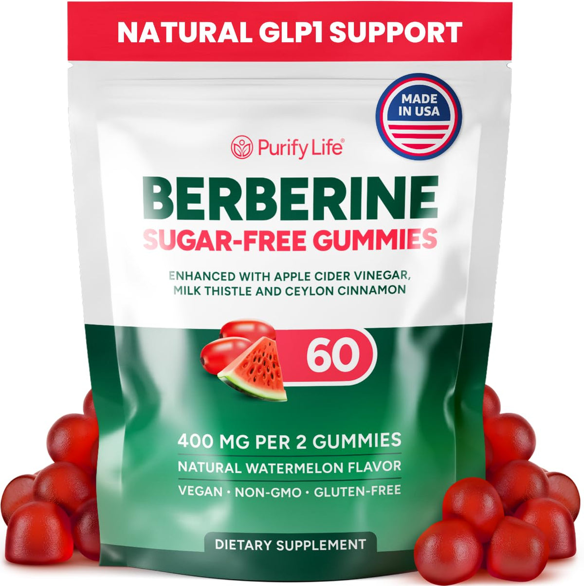 GLP1 weight loss gummies with berberine, cinnamon, and milk thistle