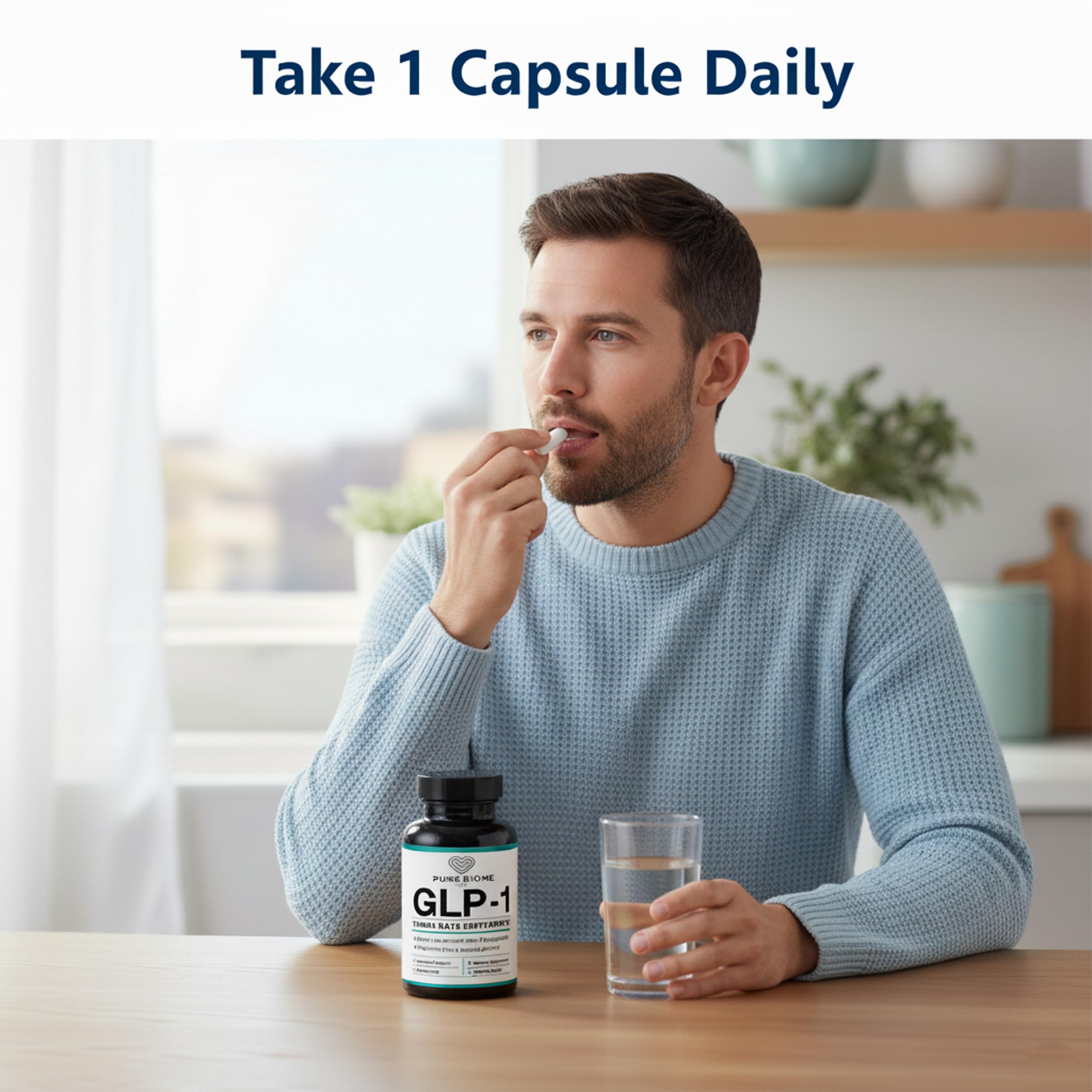 Lifestyle image of the supplement bottle on a desk