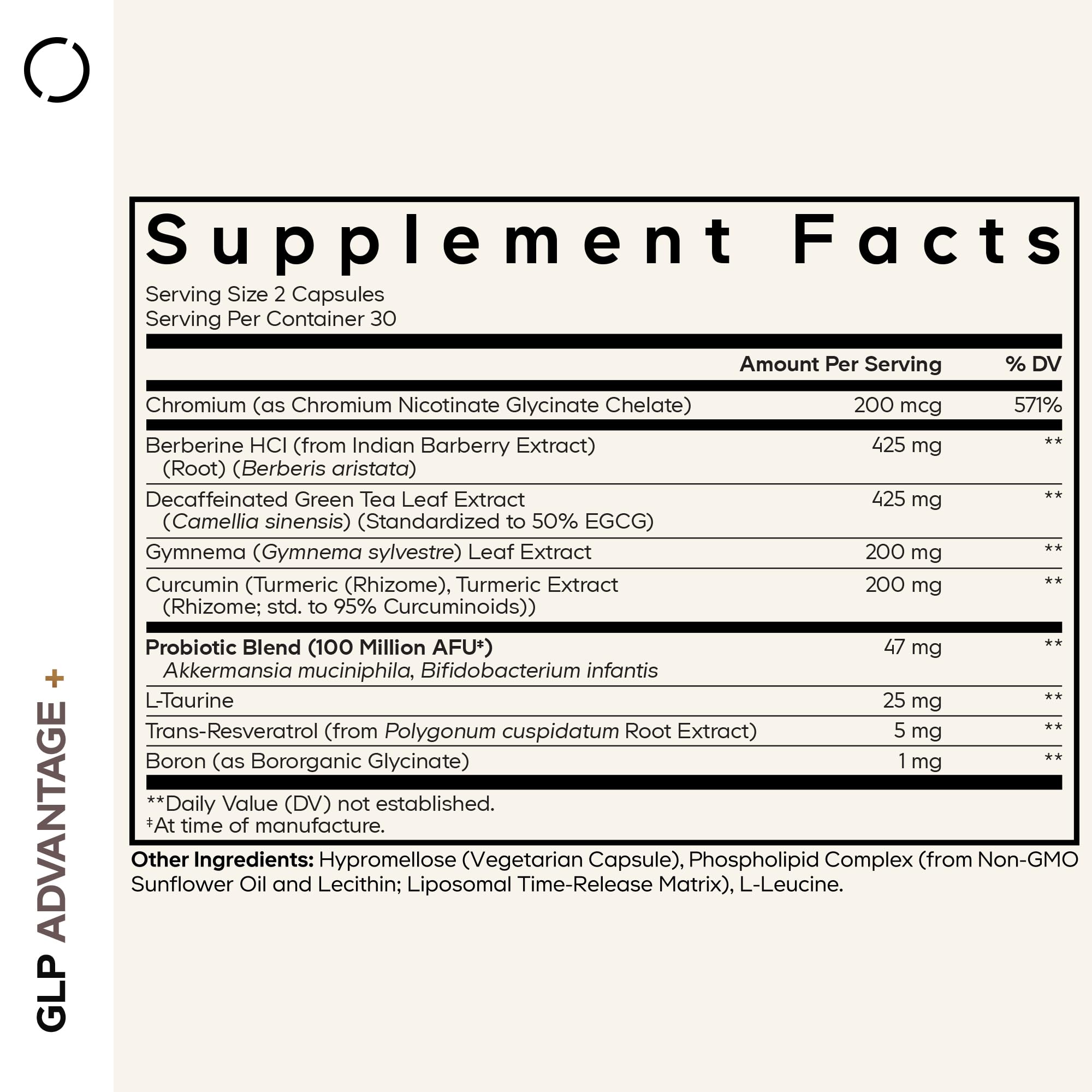 Key ingredients highlight: Chromium, Berberine, decaffeinated green tea