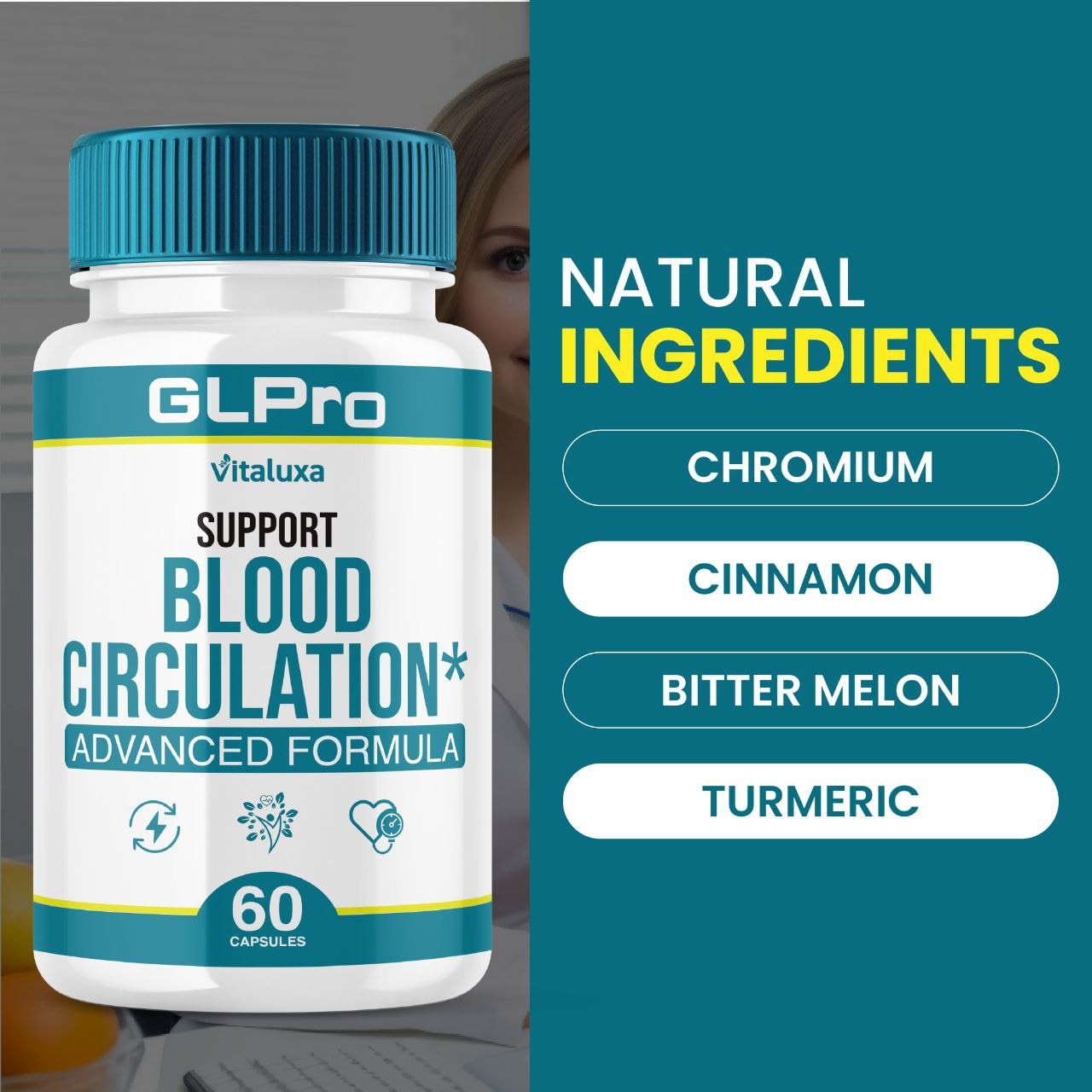 GLPro Blood Support Capsules bottle with label