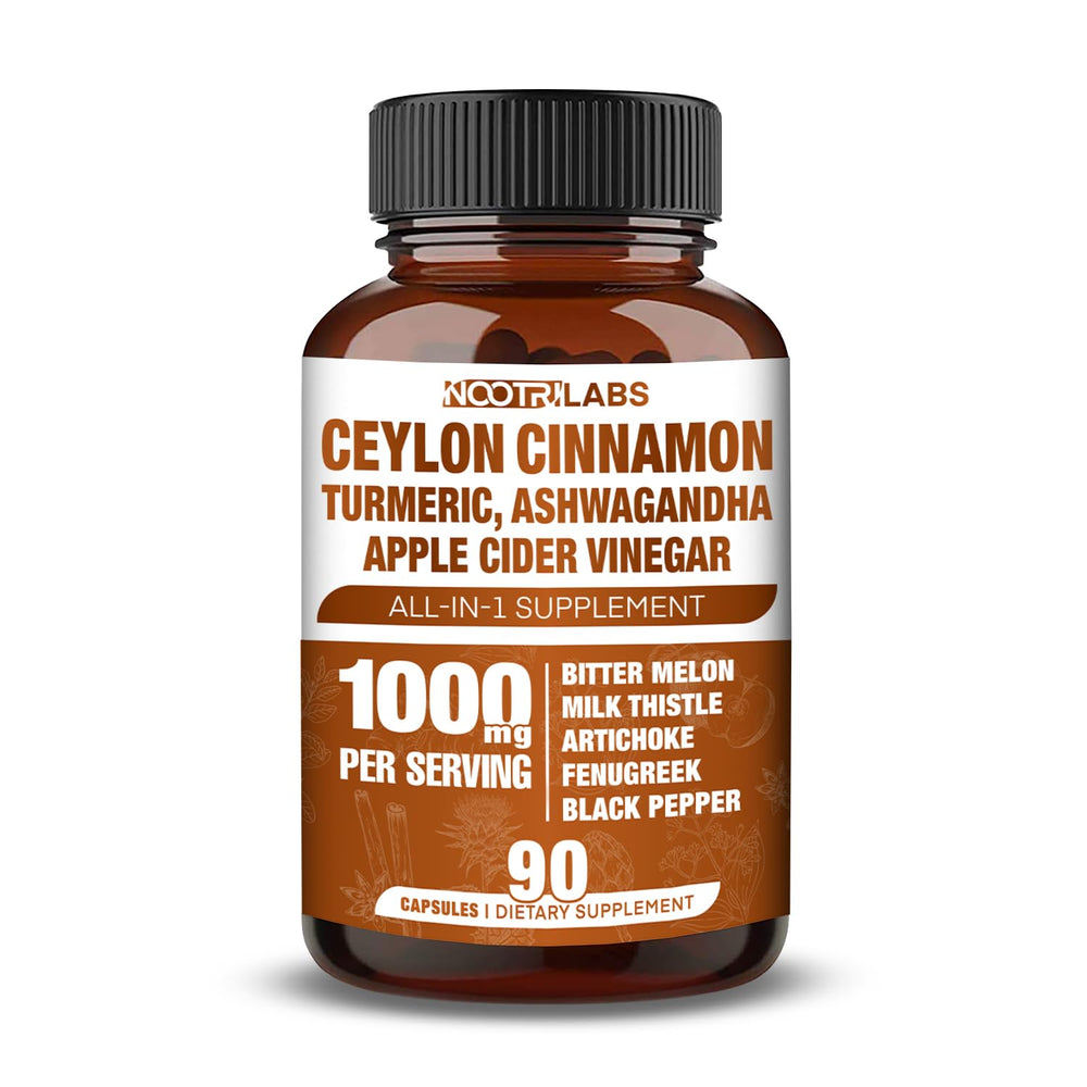 Gluco Health Support bottle with Cinnamon, Turmeric and Apple Cider Vinegar capsules