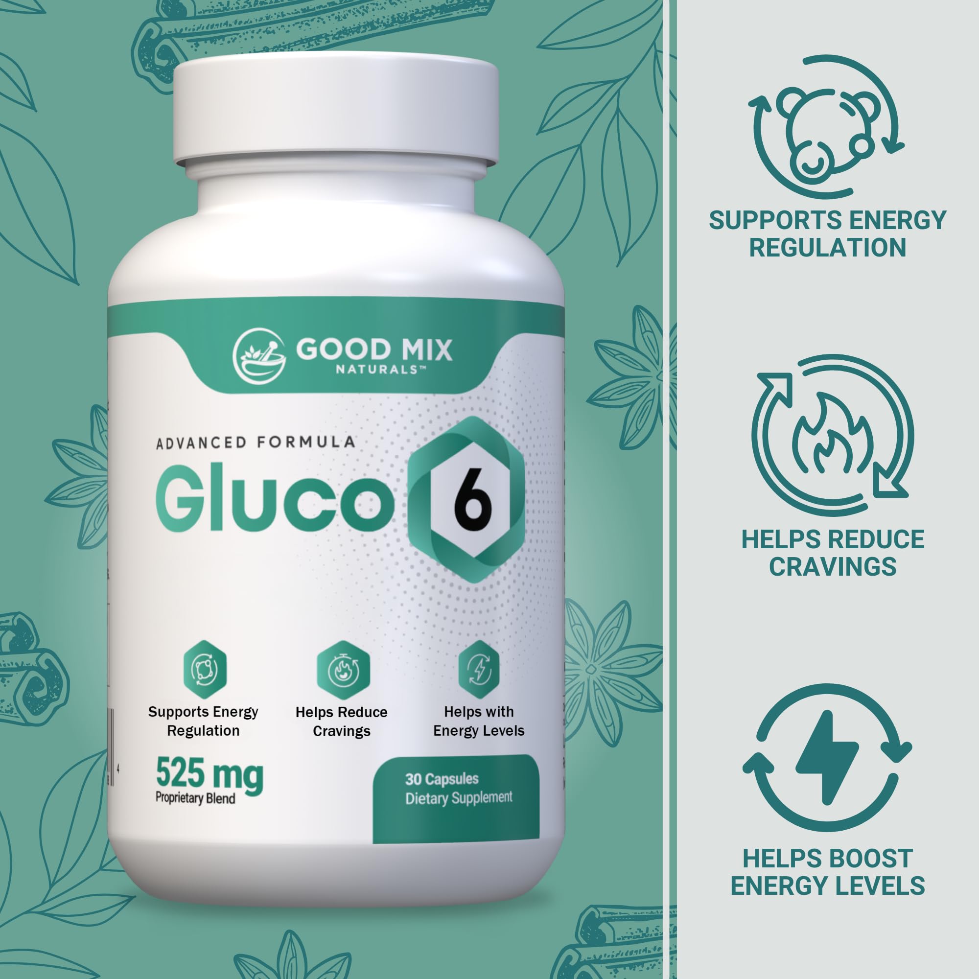 Gluco6 bottle side view
