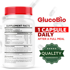 GlucoBio Capsules back panel with information