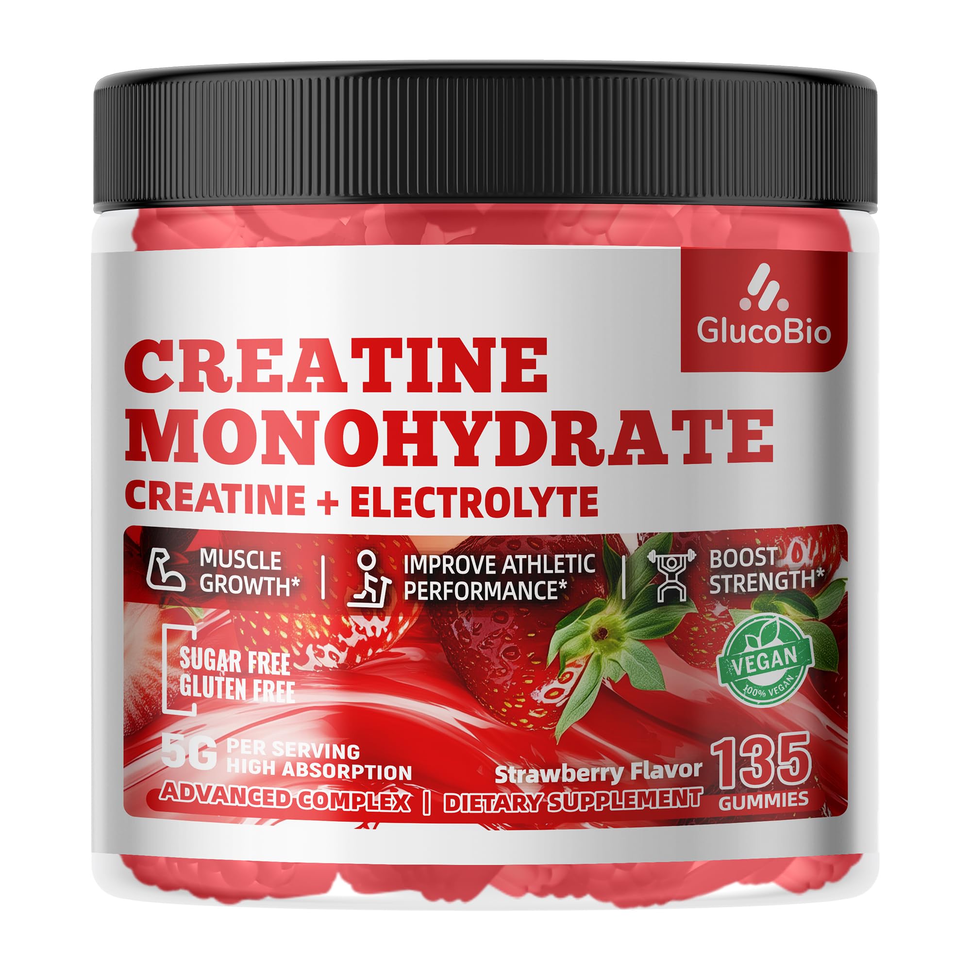 Front label of GlucoBio Creatine Monohydrate Gummies