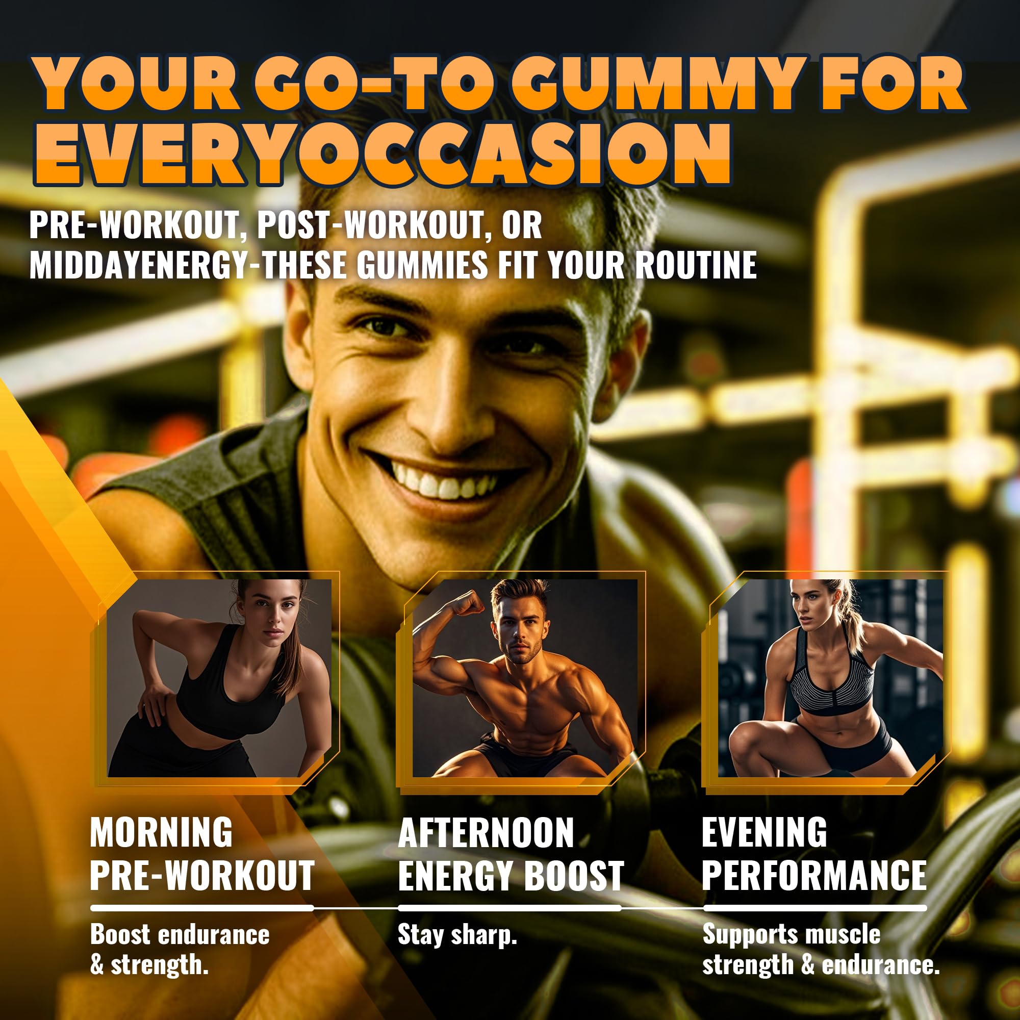 GlucoBio Creatine Monohydrate Gummies packaging with nutrition label