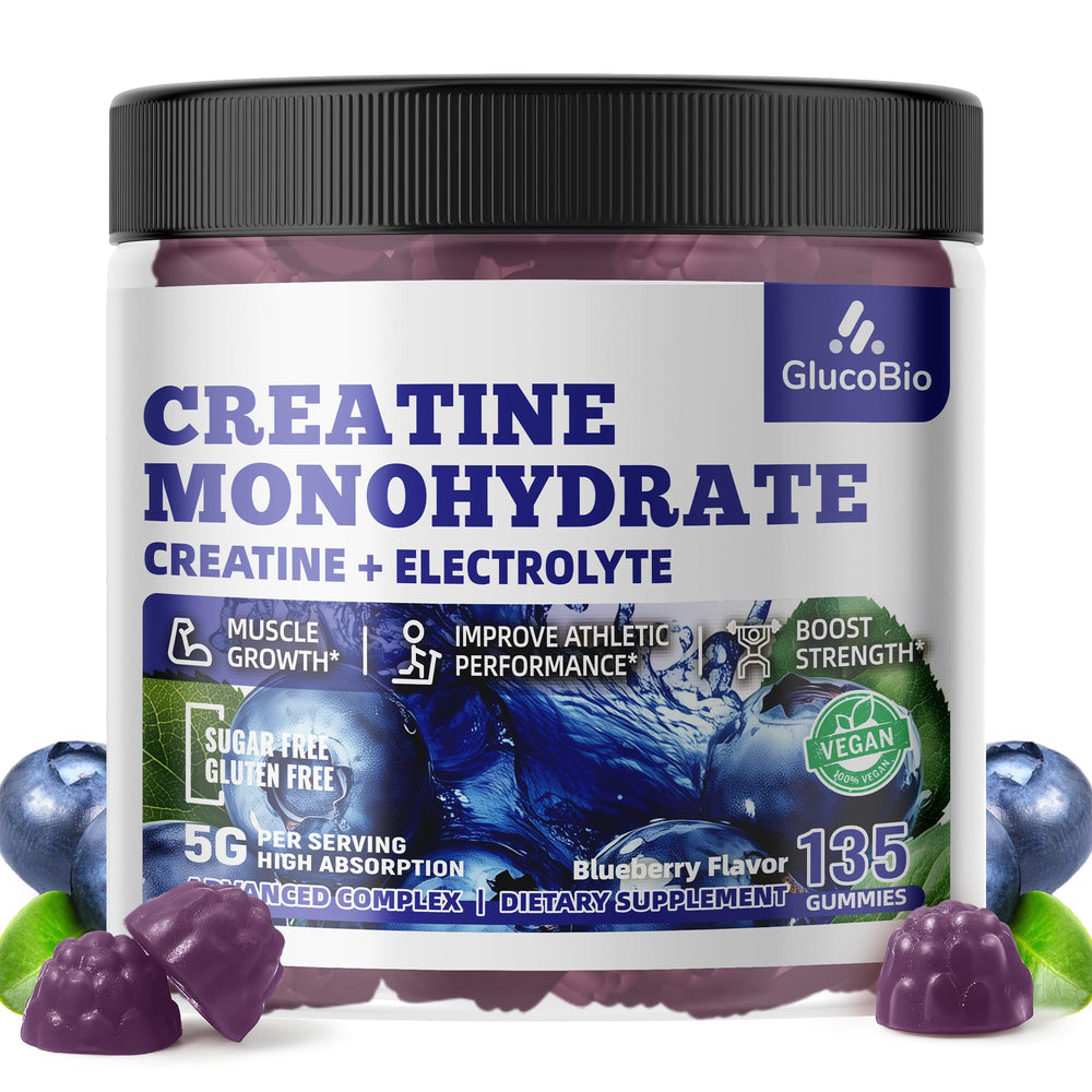 GlucoBio Creatine Monohydrate Gummies bottle front view