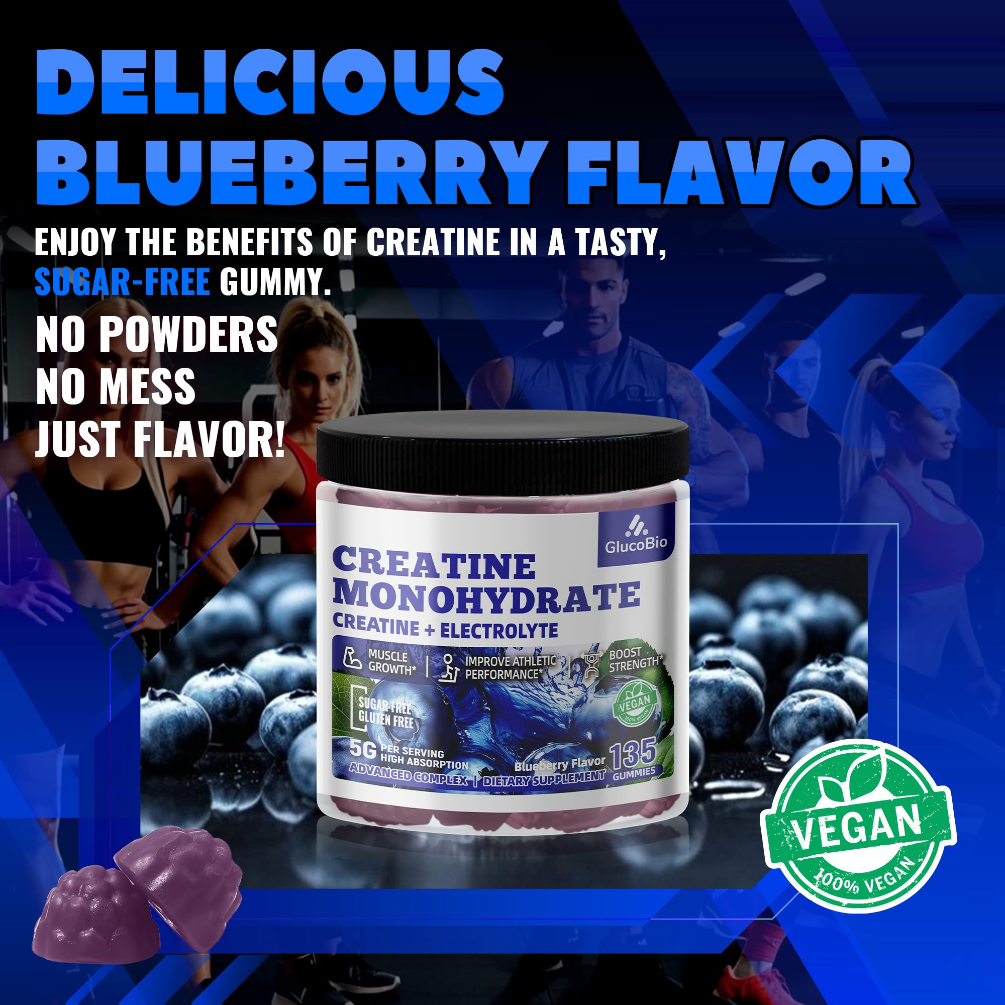 Serving suggestion showing 3 gummies per serving