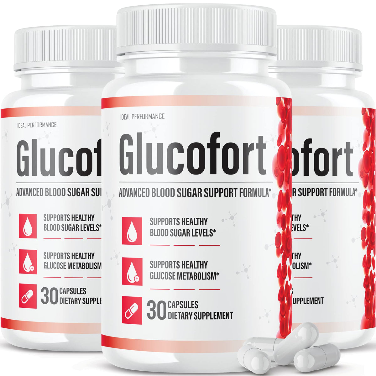 IDEAL PERFORMANCE 3-pack Glucofort bottles