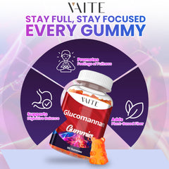 Close-up of soft, easy-to-chew glucomannan gummies